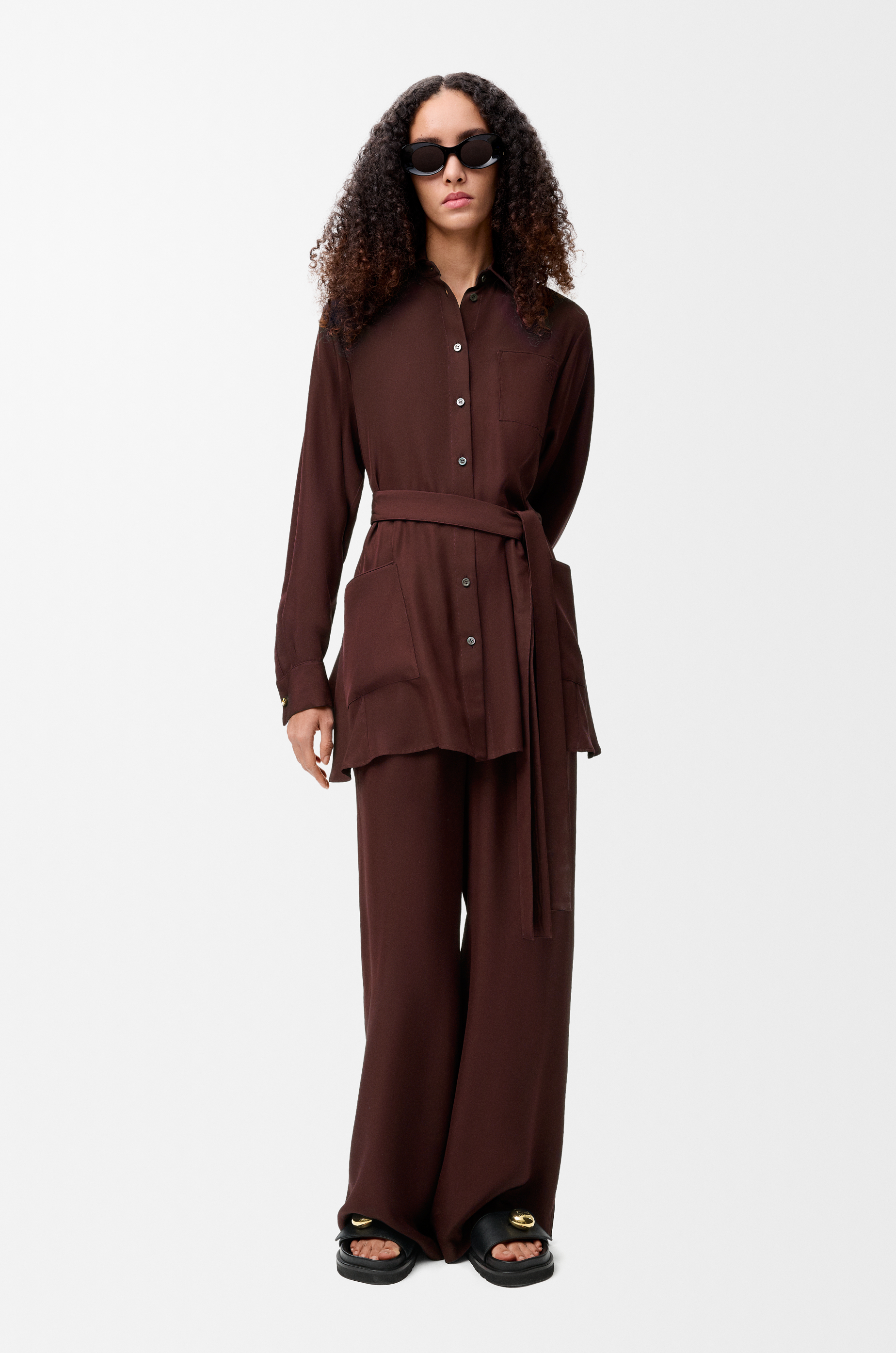 Loewe Pyjama Trousers In Silk Size:m For Woman In Brown