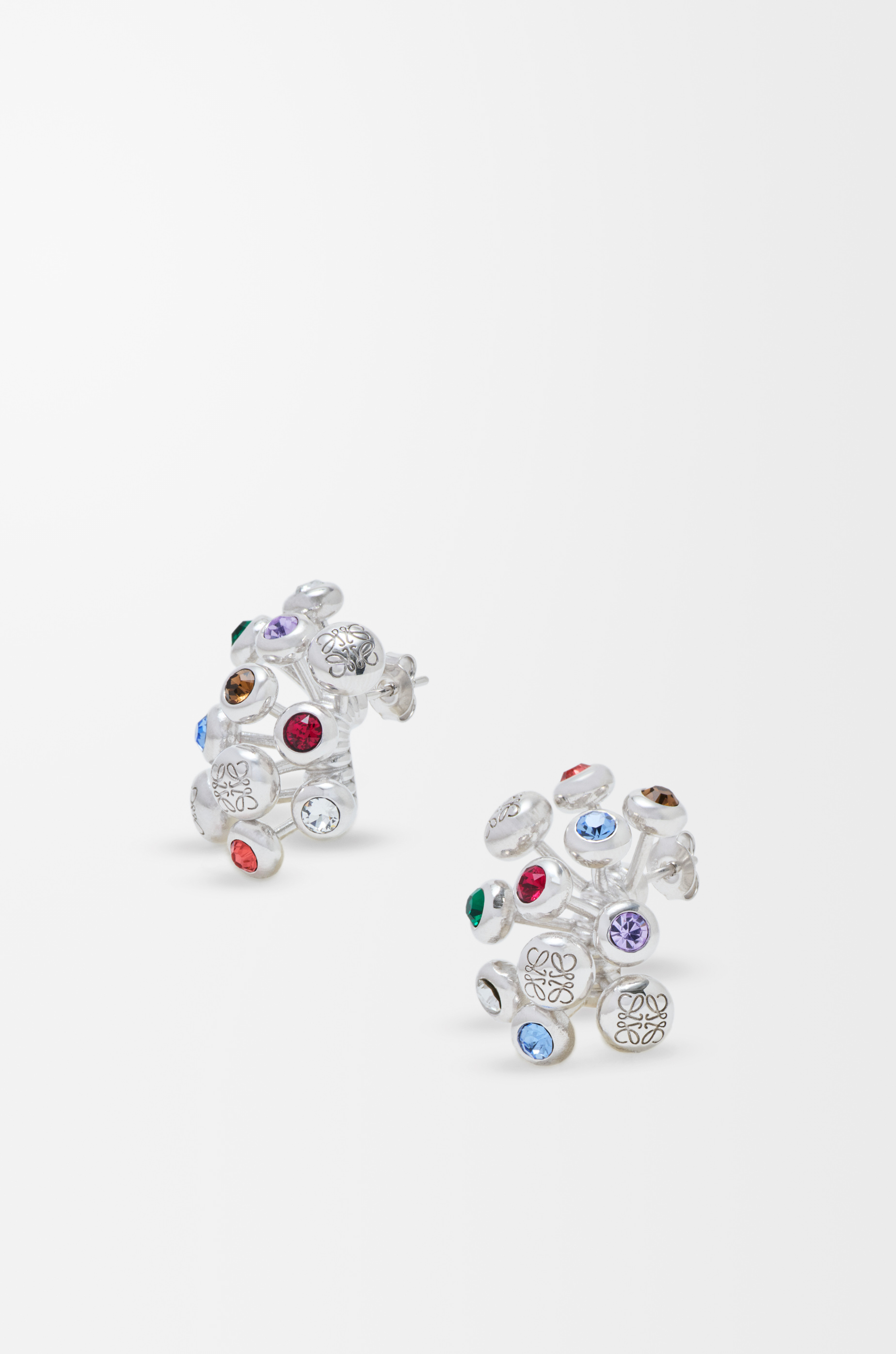 プッシュピン ピアス（スターリングシルバー&クリスタル） グレー