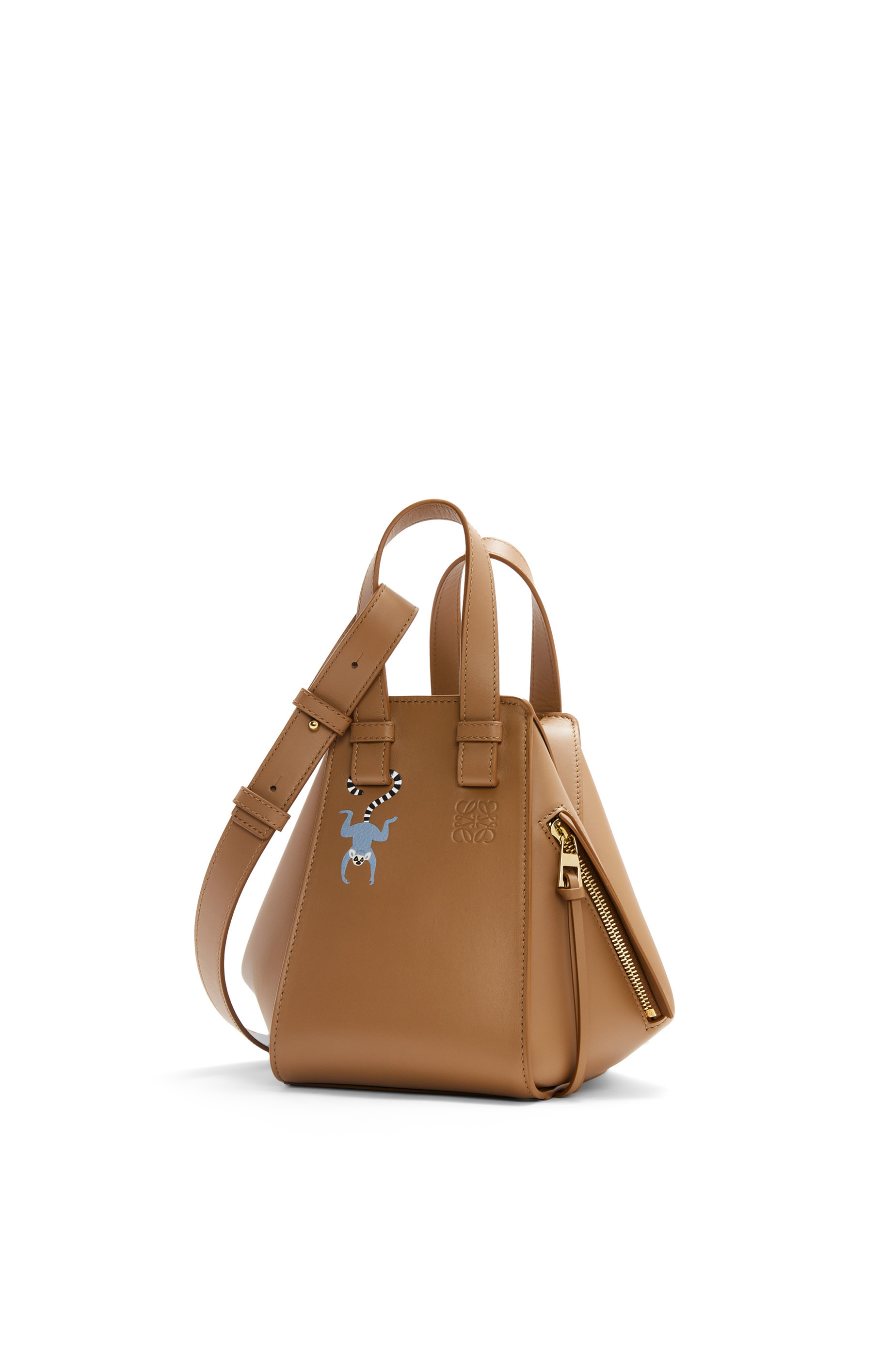Lemur compact Hammock bag in satin calfskin Oak LOEWE