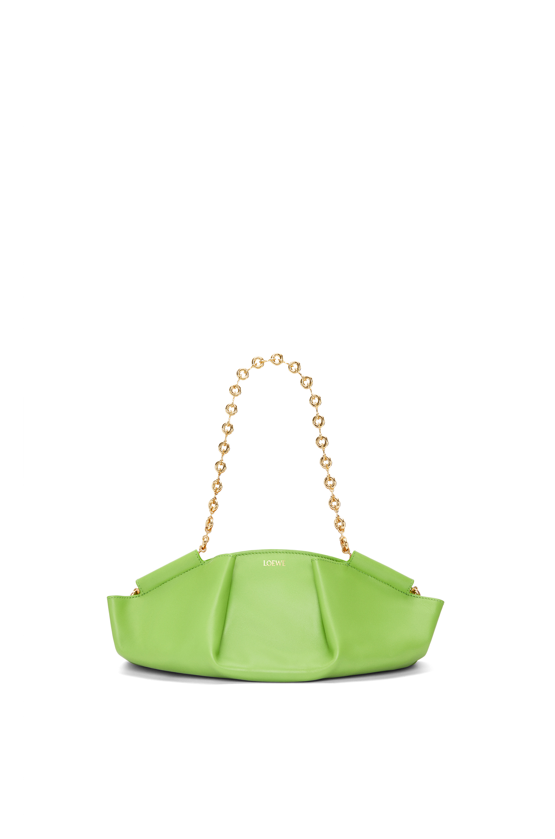 Small Paseo bag in shiny nappa calfskin with chain Apple Green - LOEWE