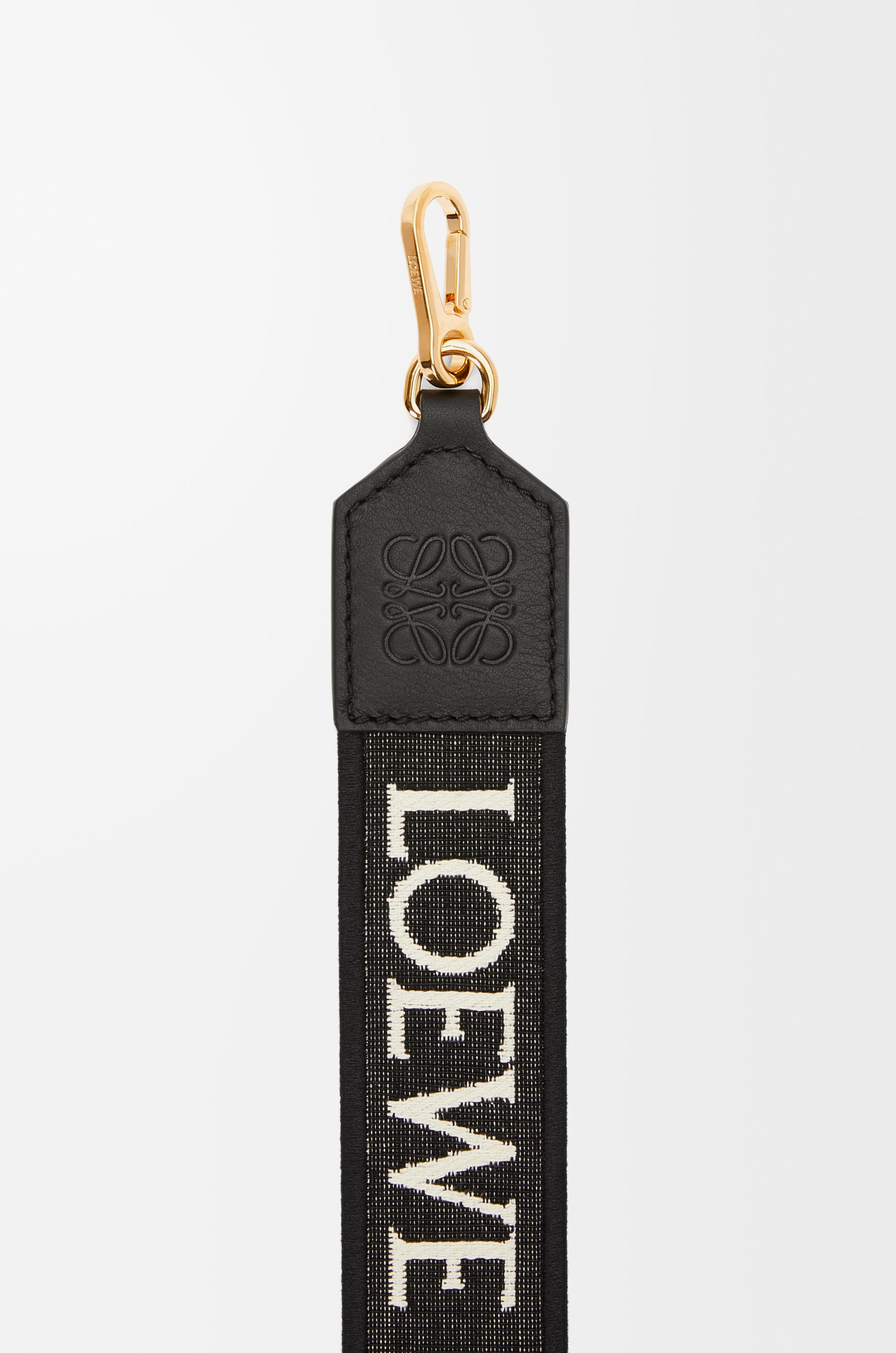 Loewe Anagram Strap In Jacquard And Leather Skin For Woman In Black