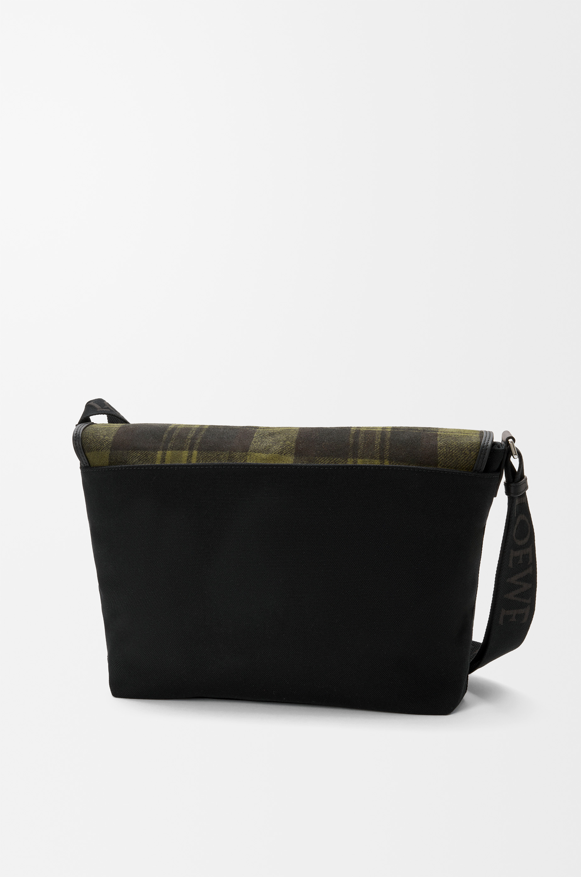 LOEWE Medium Flex messenger in canvas and brushed suede Khaki/Black