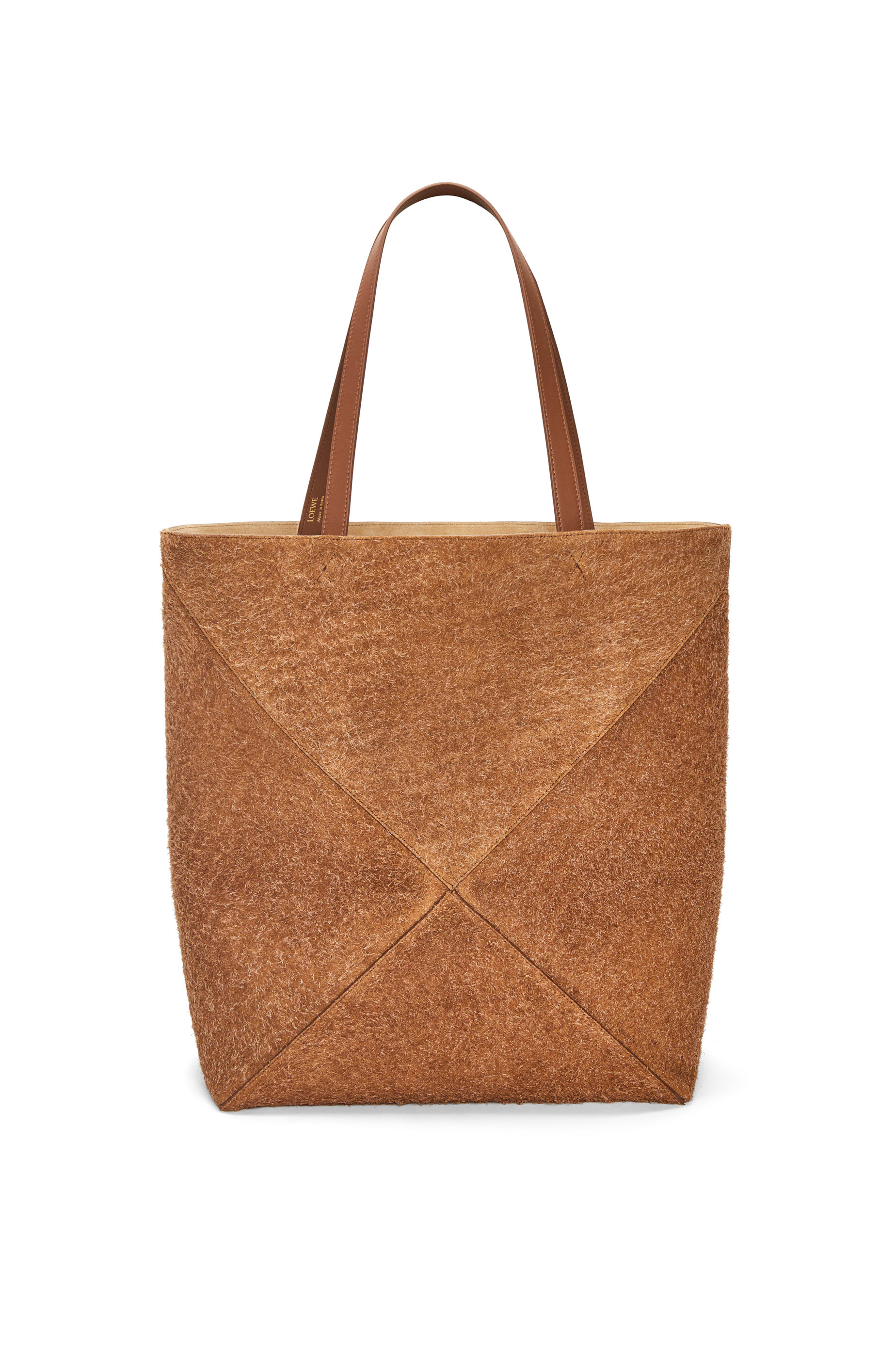 Large Puzzle Fold Tote in brushed suede Peanut - LOEWE