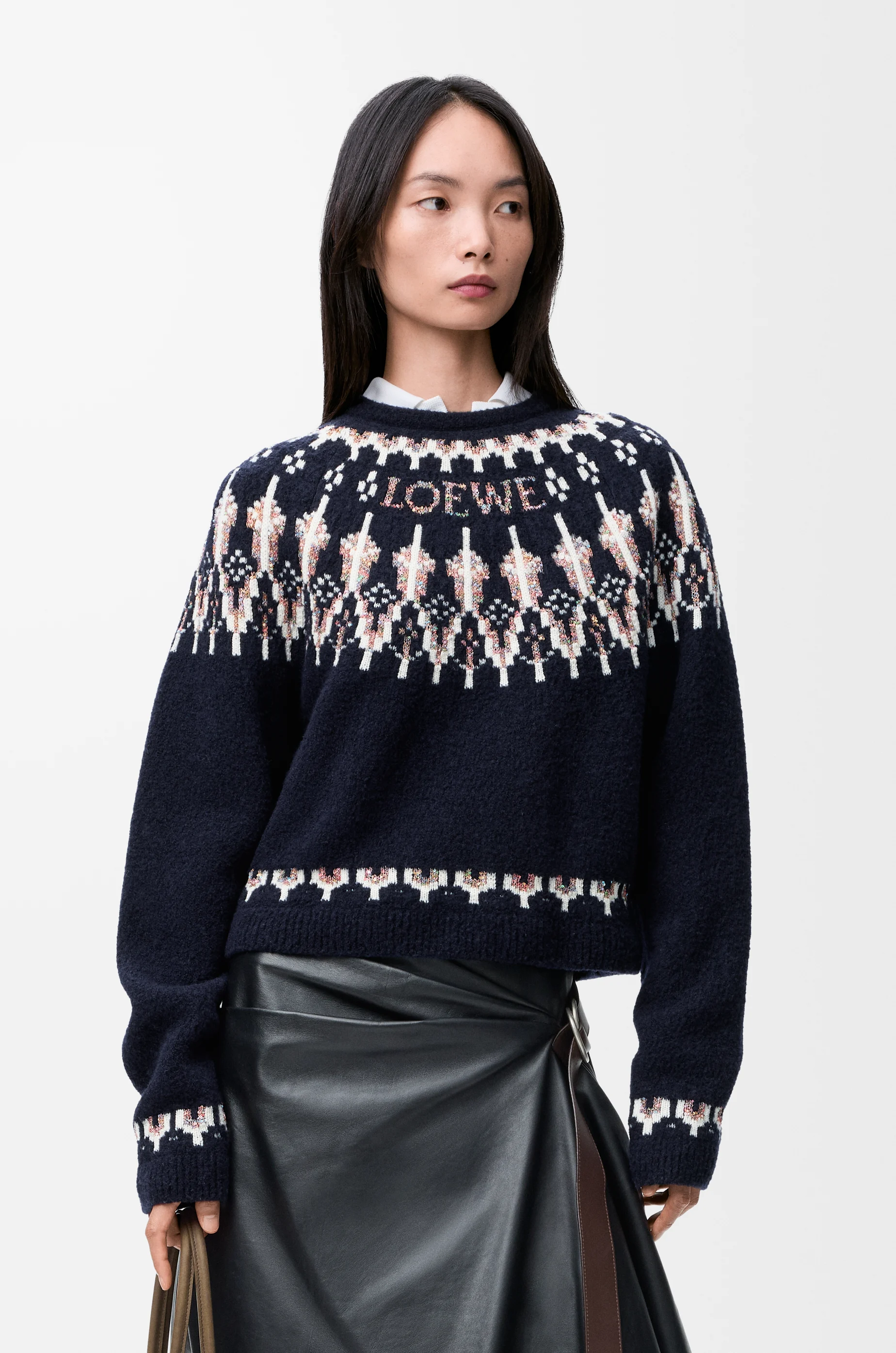 LOEWE Jersey en mezcla de lana Azul Marino/Multicolor