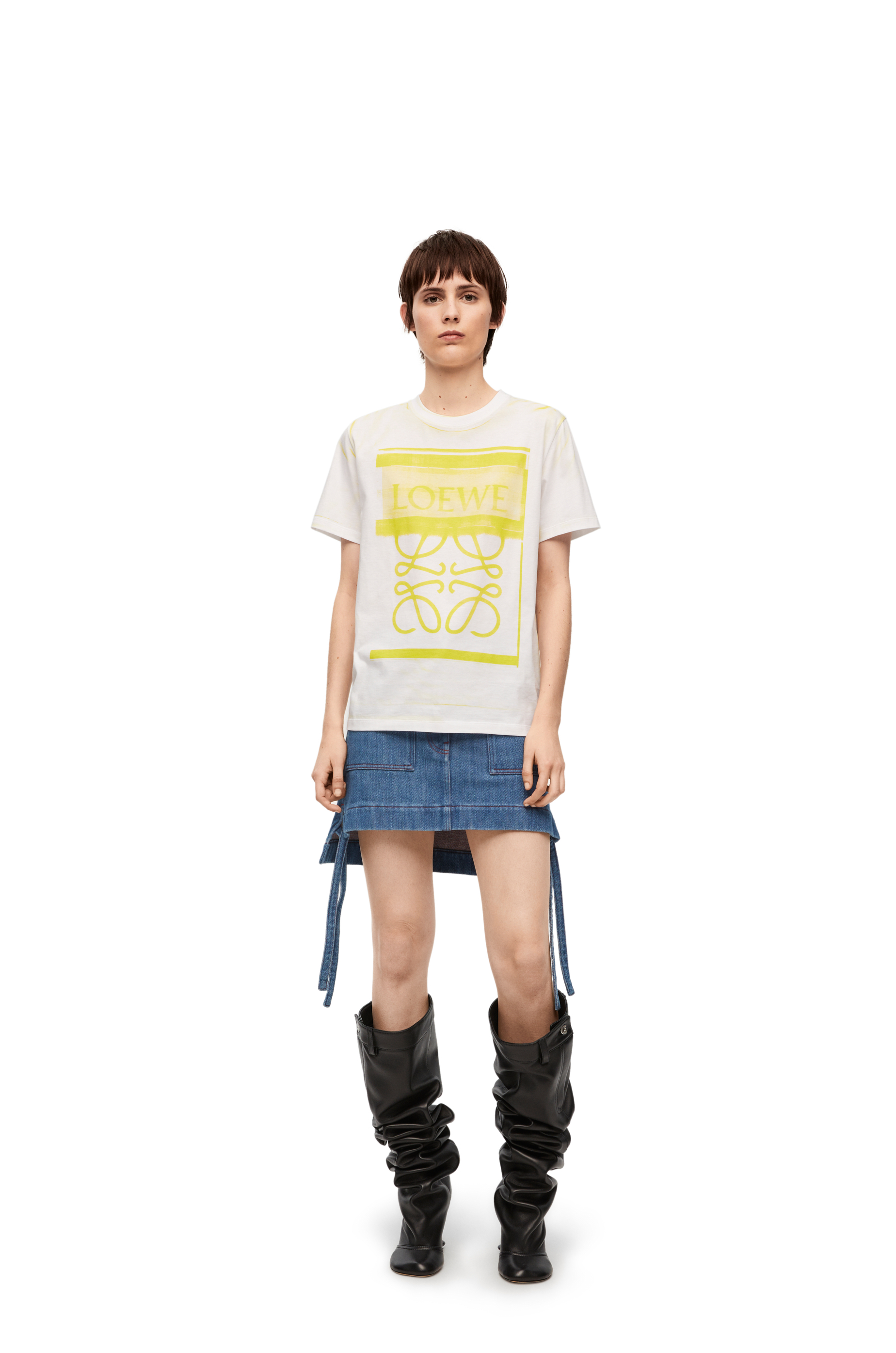 レギュラーフィット Tシャツ（コットン） ホワイト/イエロー - LOEWE