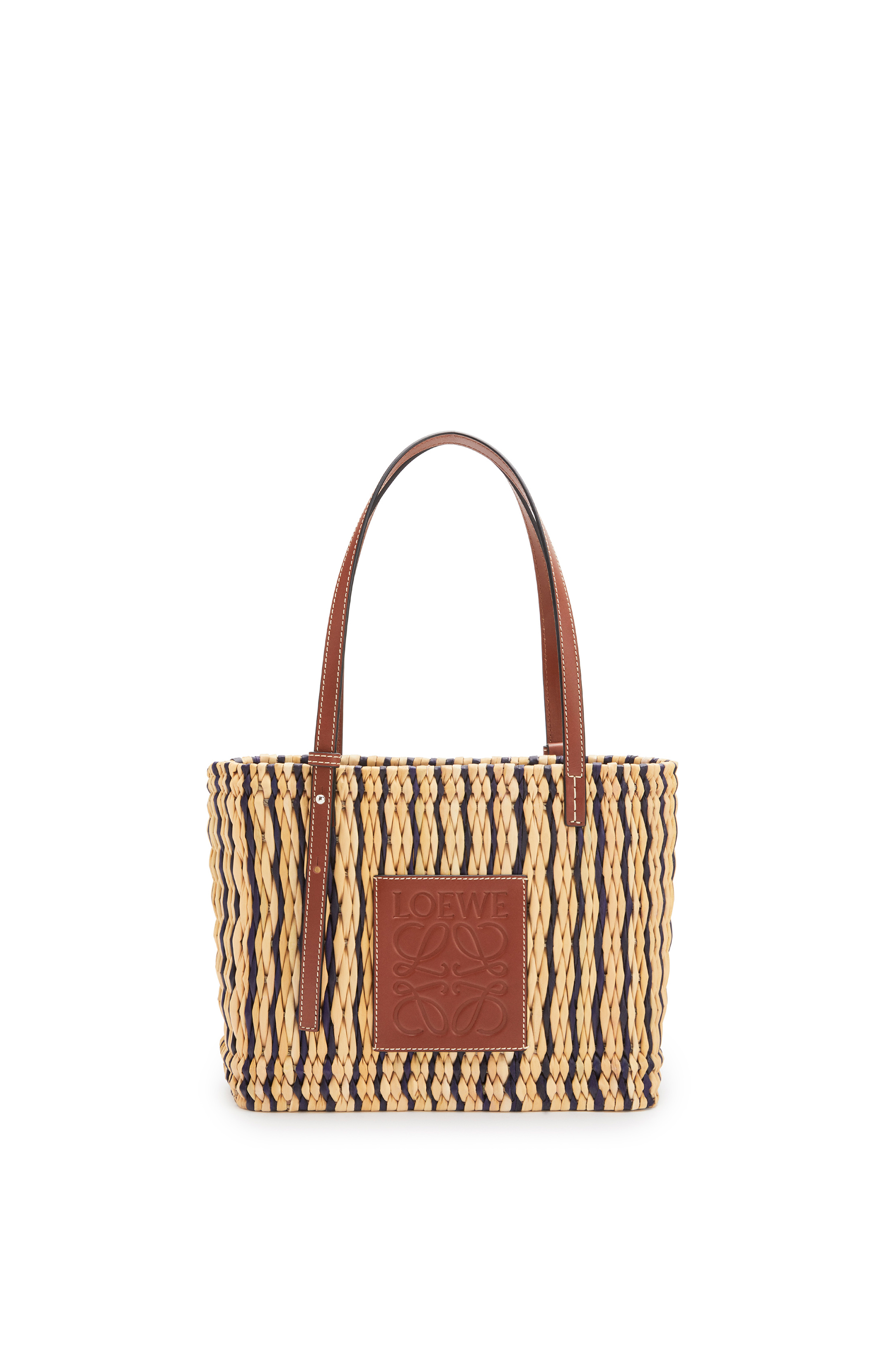 スクエア バスケットバッグ スモール リード カーフスキン Natural Black Pecan Loewe スクエア バスケットバッグ スモール リード カーフスキン Natural Black Pecan Loewe