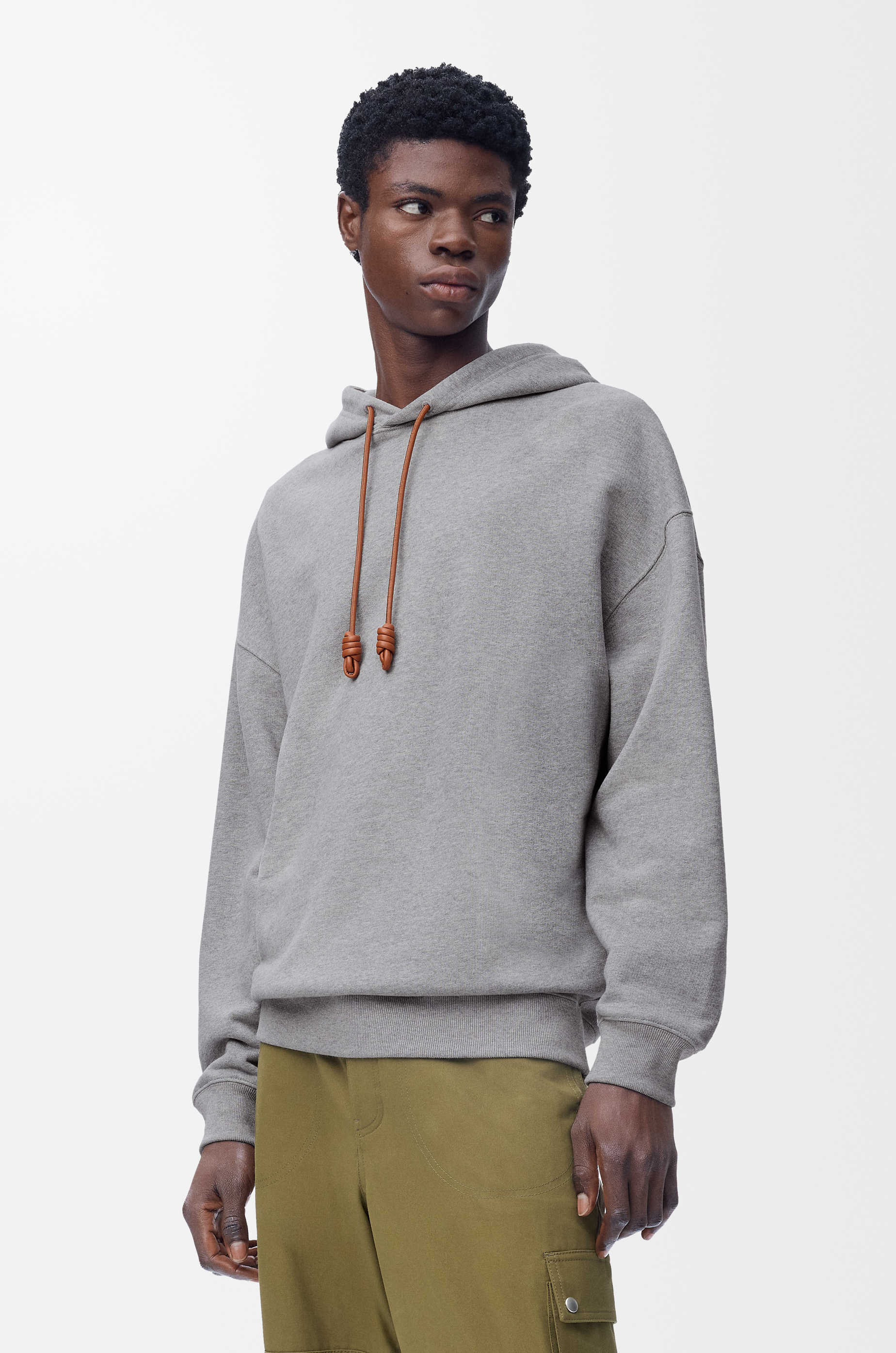 LOEWE Relaxed fit hoodie in cotton Grey Melange