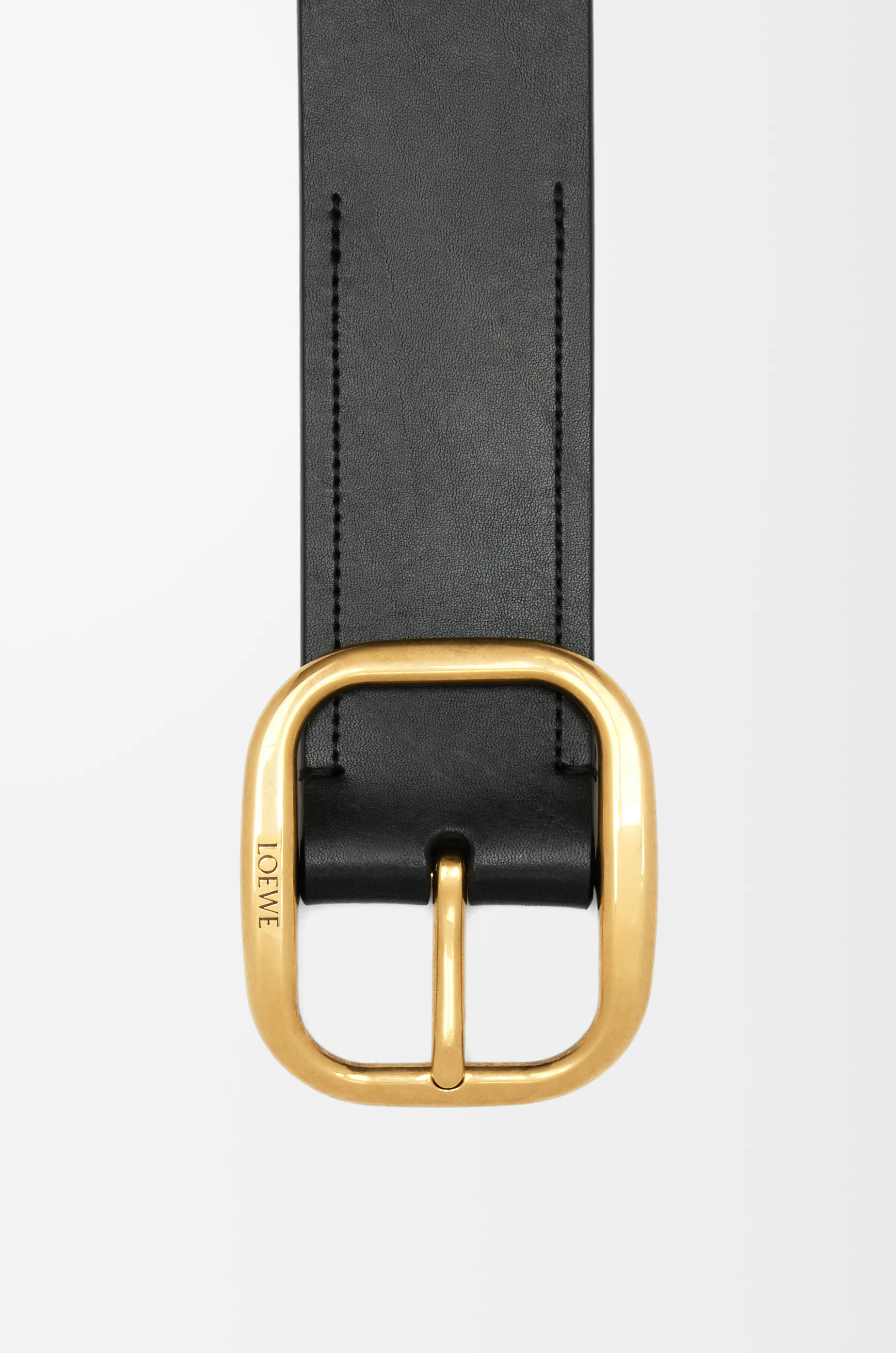 LOEWE Cinturón curvilíneo en piel de ternera Negro/Latón Vintage