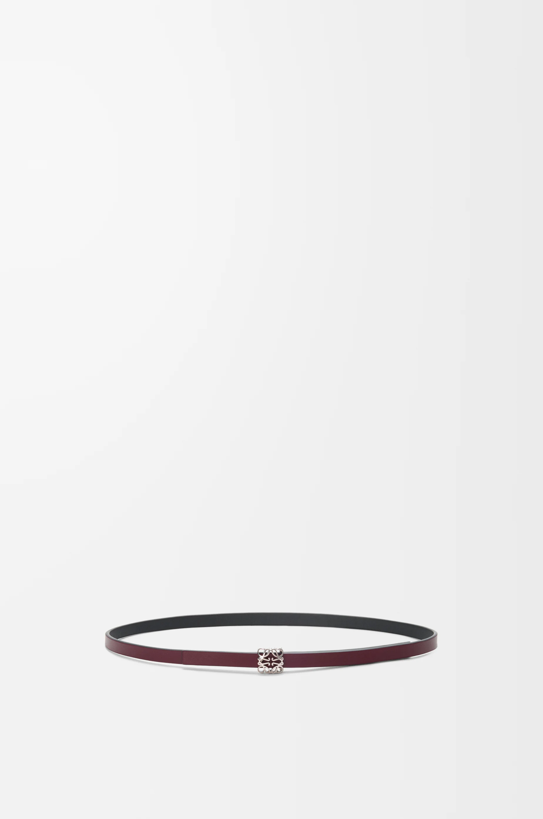 LOEWE Cinturón reversible Anagram Bombé en piel de ternera Negro/Burdeos