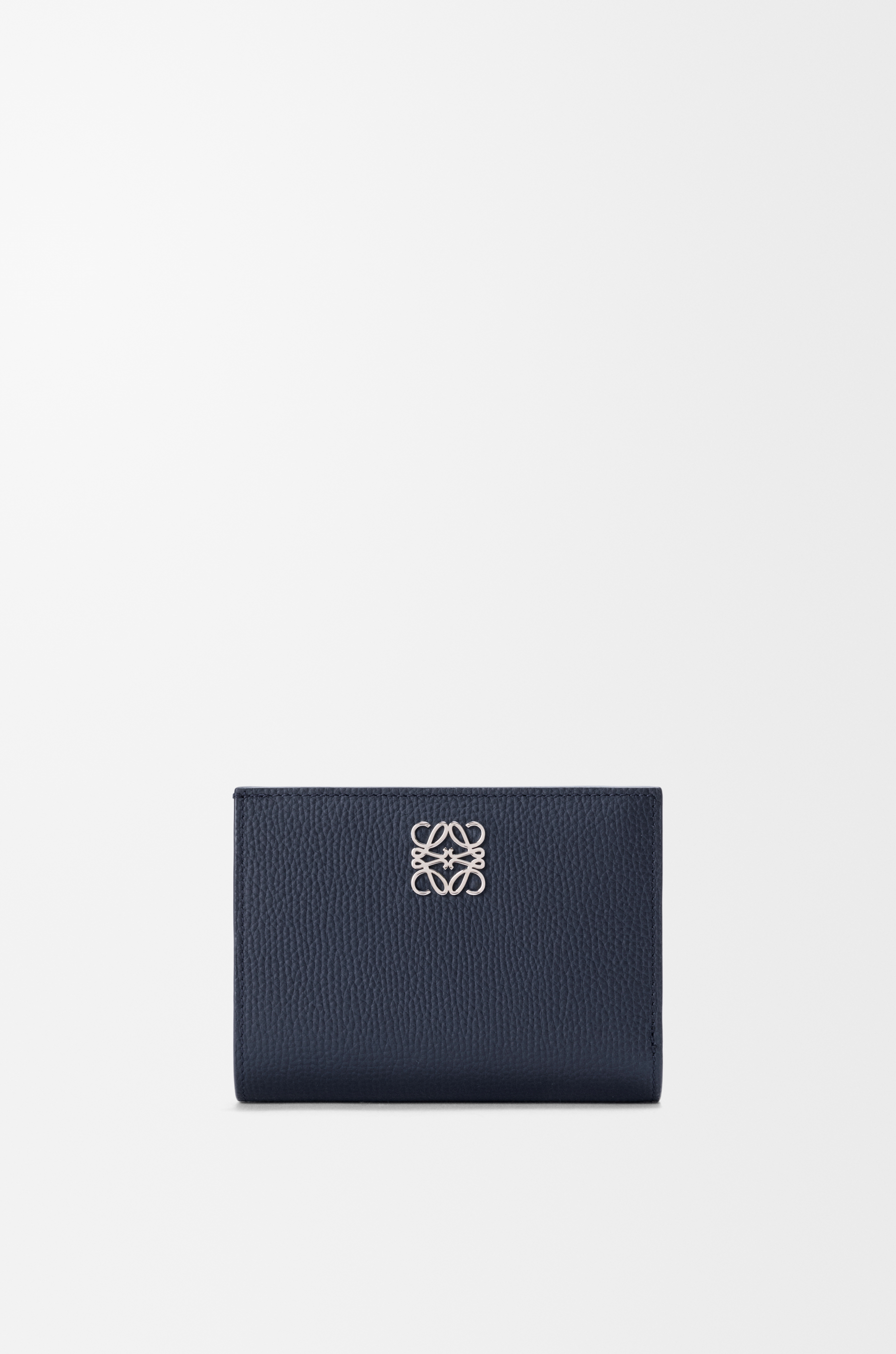 Anagram compact wallet in pebble grained calfskin Blue - LOEWE USA
