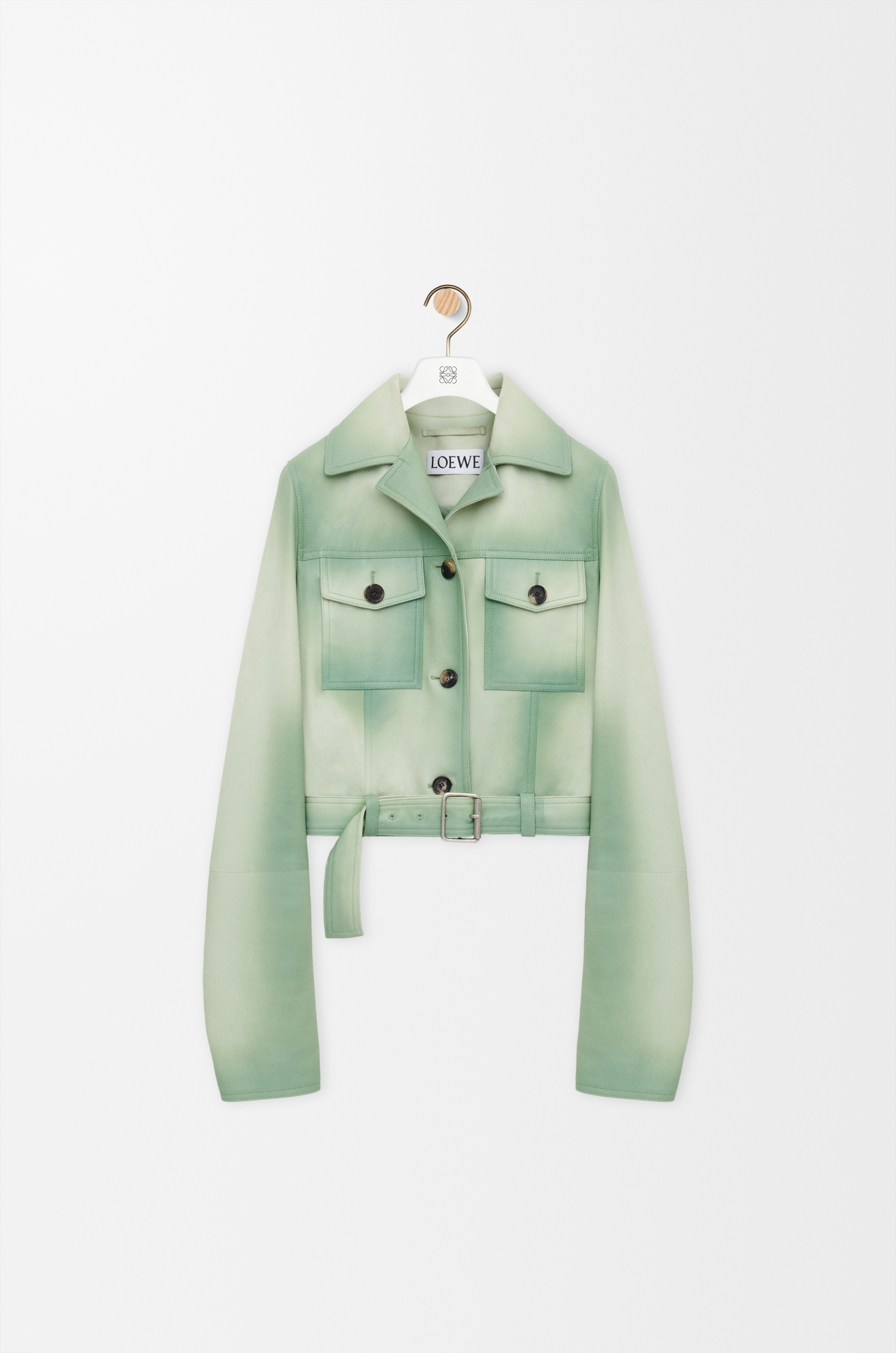 クロップド ジャケット（スエードラム） グリーン - LOEWE