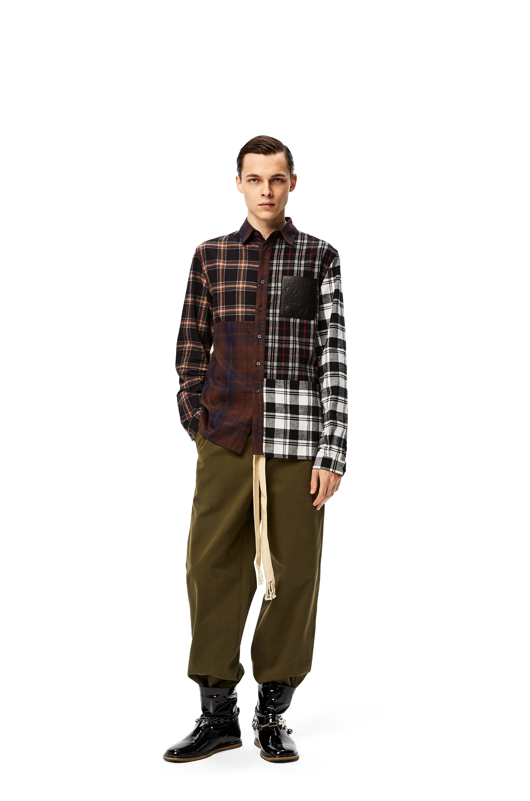 Patchwork oversize shirt in check 
