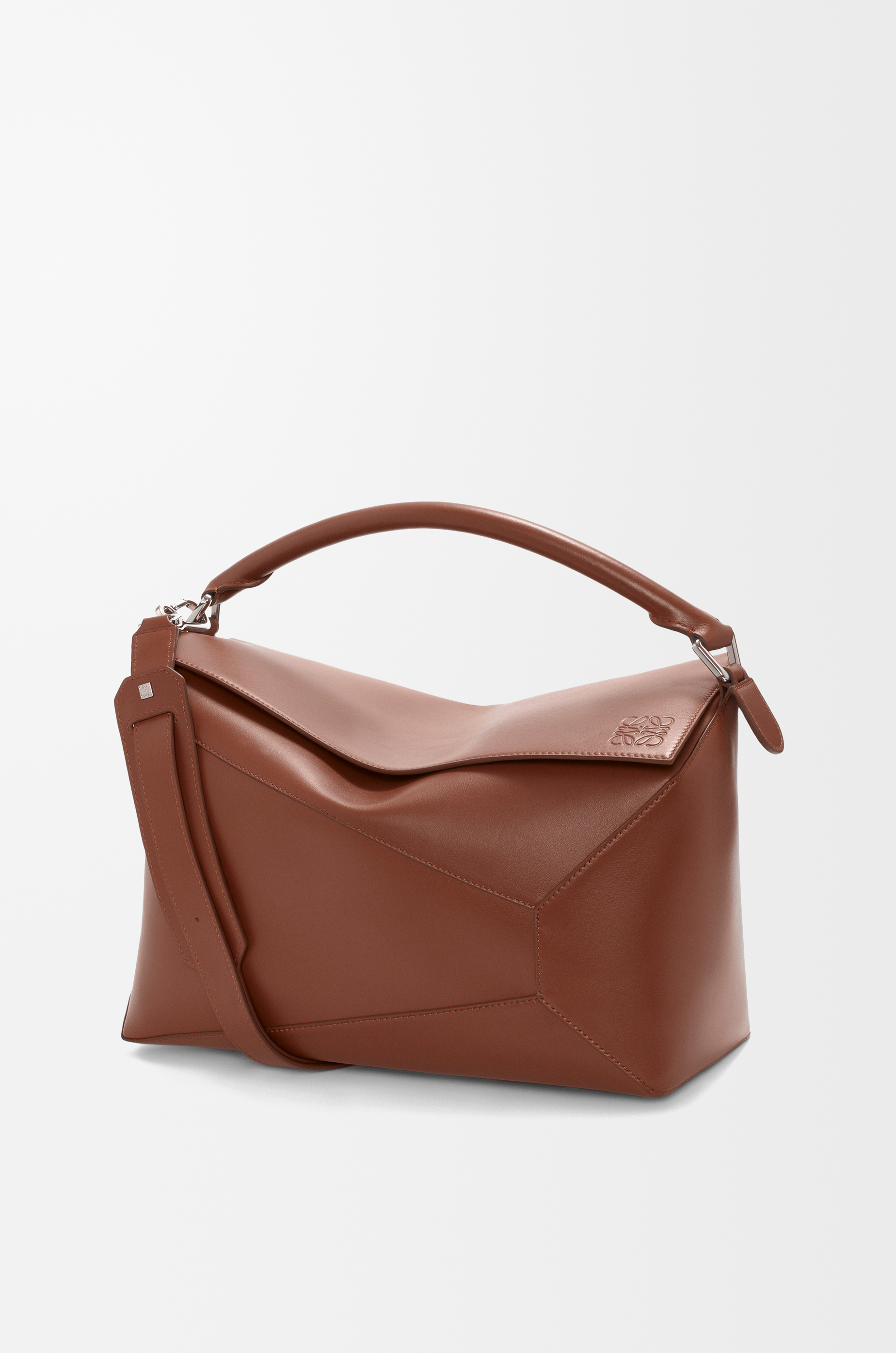 Large Puzzle bag in shiny calfskin Brownie LOEWE