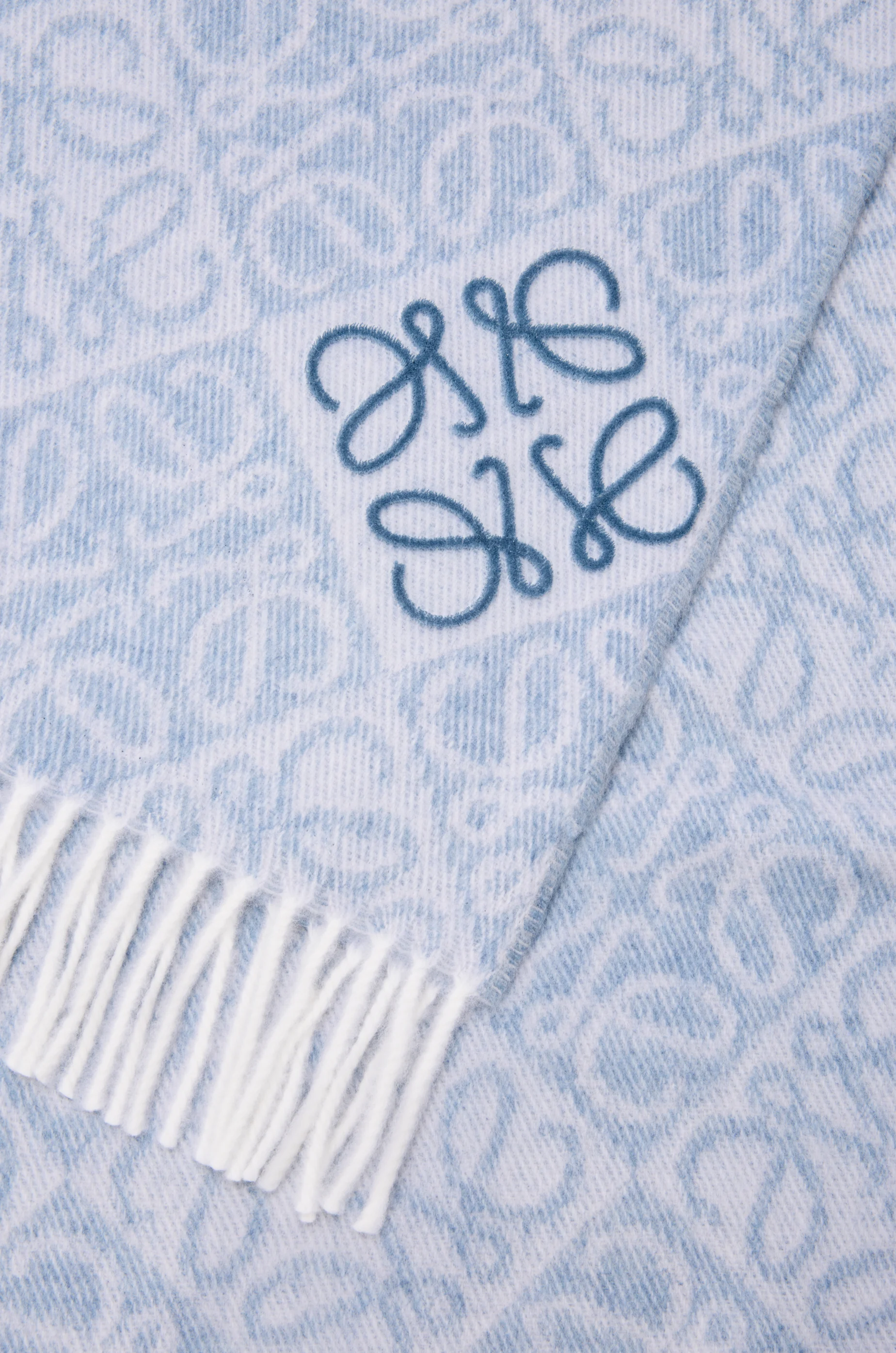 LOEWE Anagram scarf in wool and cashmere Light Blue