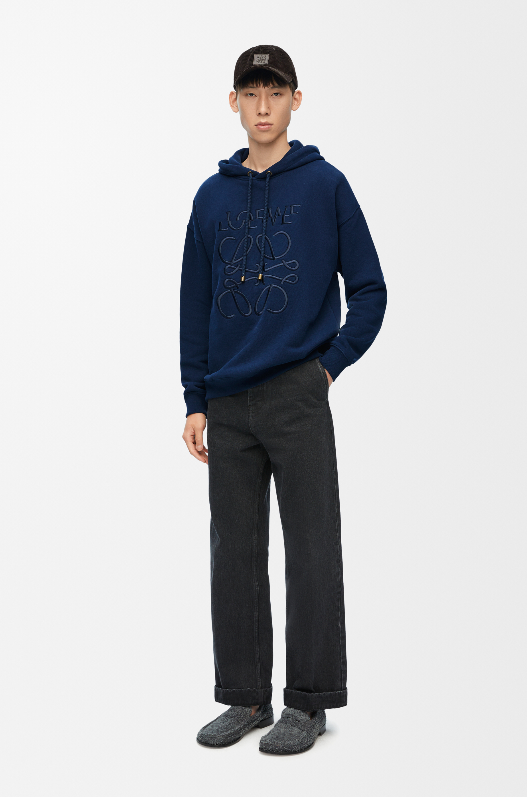 Sudadera con capucha de corte holgado en algodon Azul LOEWE