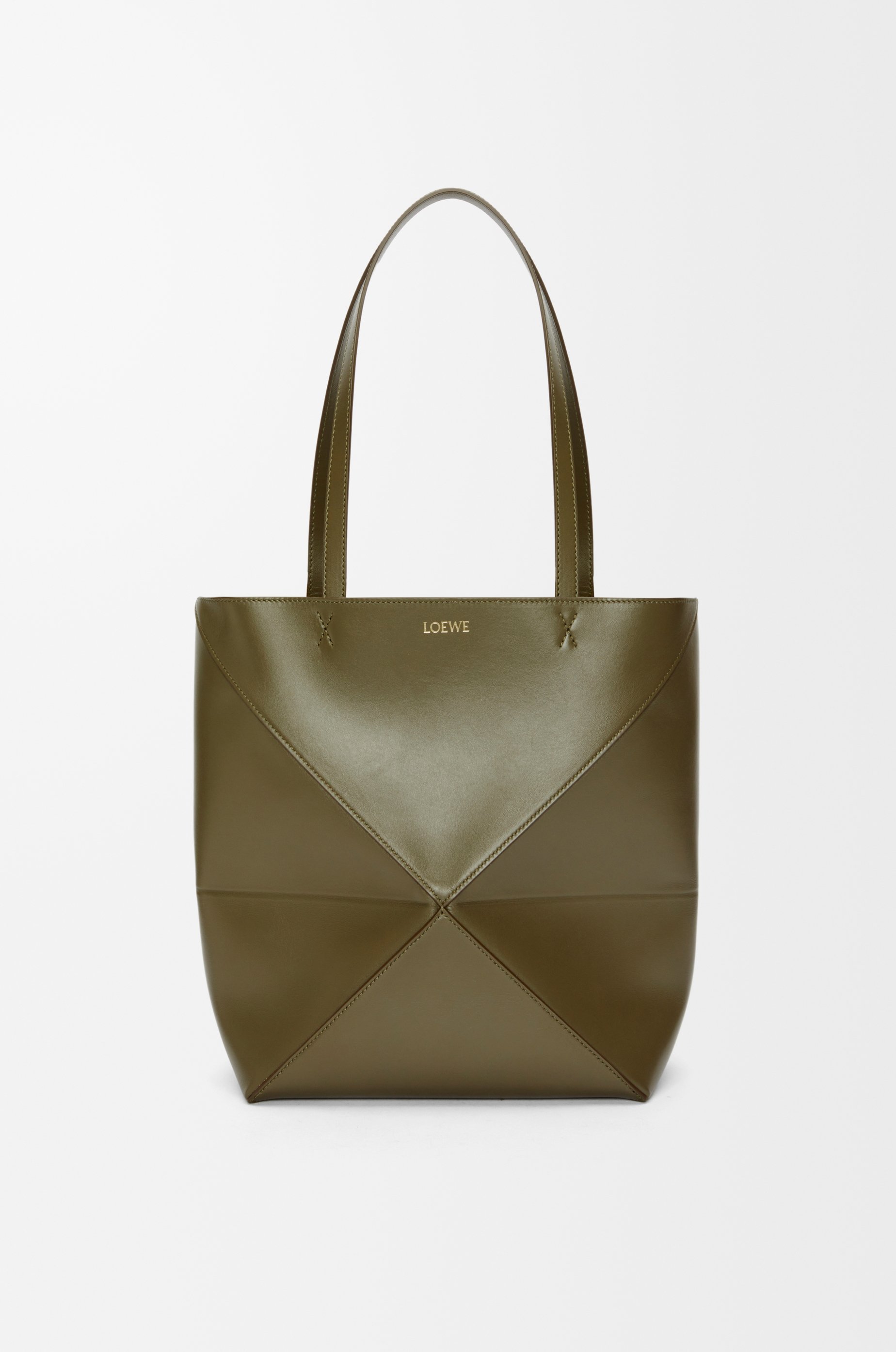 Puzzle Fold Tote in shiny calfskin