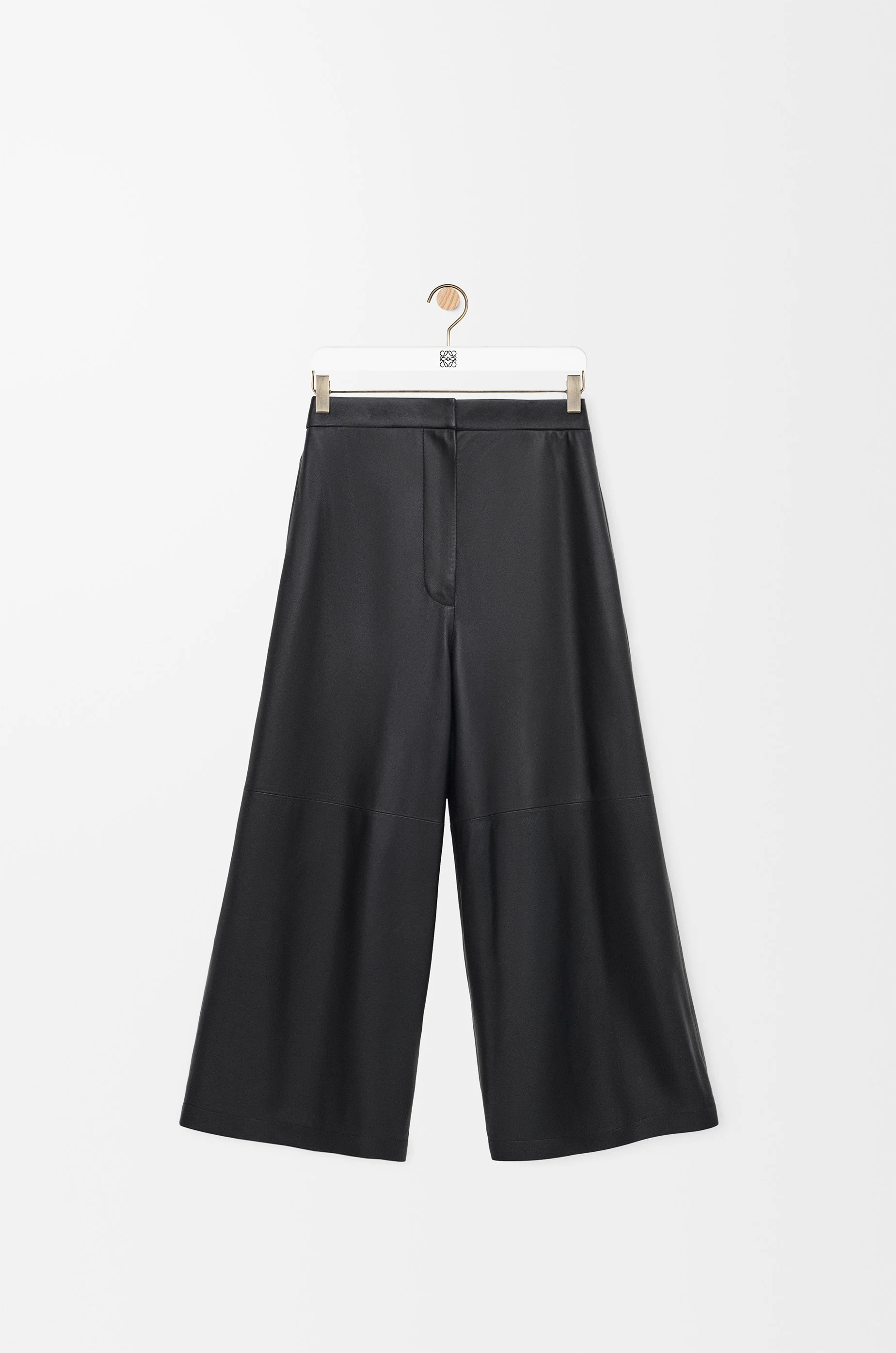 Loewe Cropped Trousers In Nappa Lambskin Size:s For Woman In Black