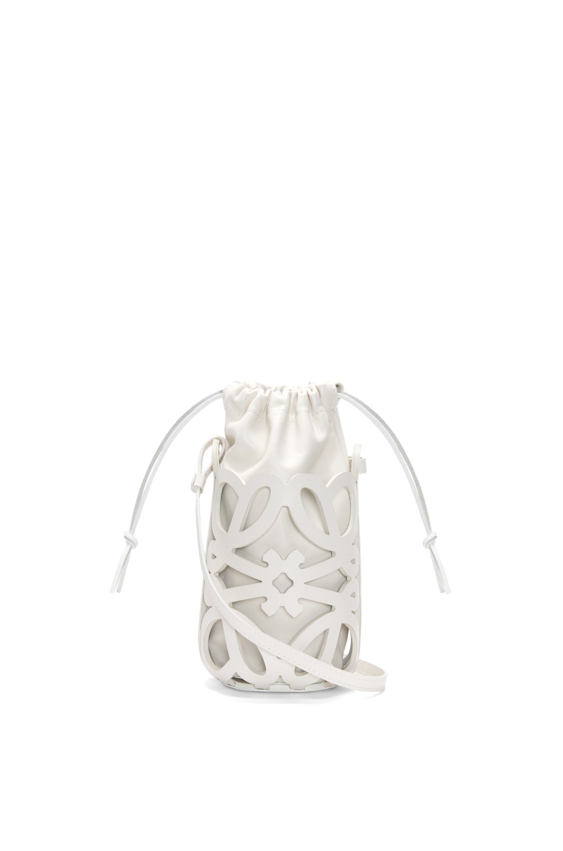 Loewe Anagram Cutout Monochrome Bucket Bag in White