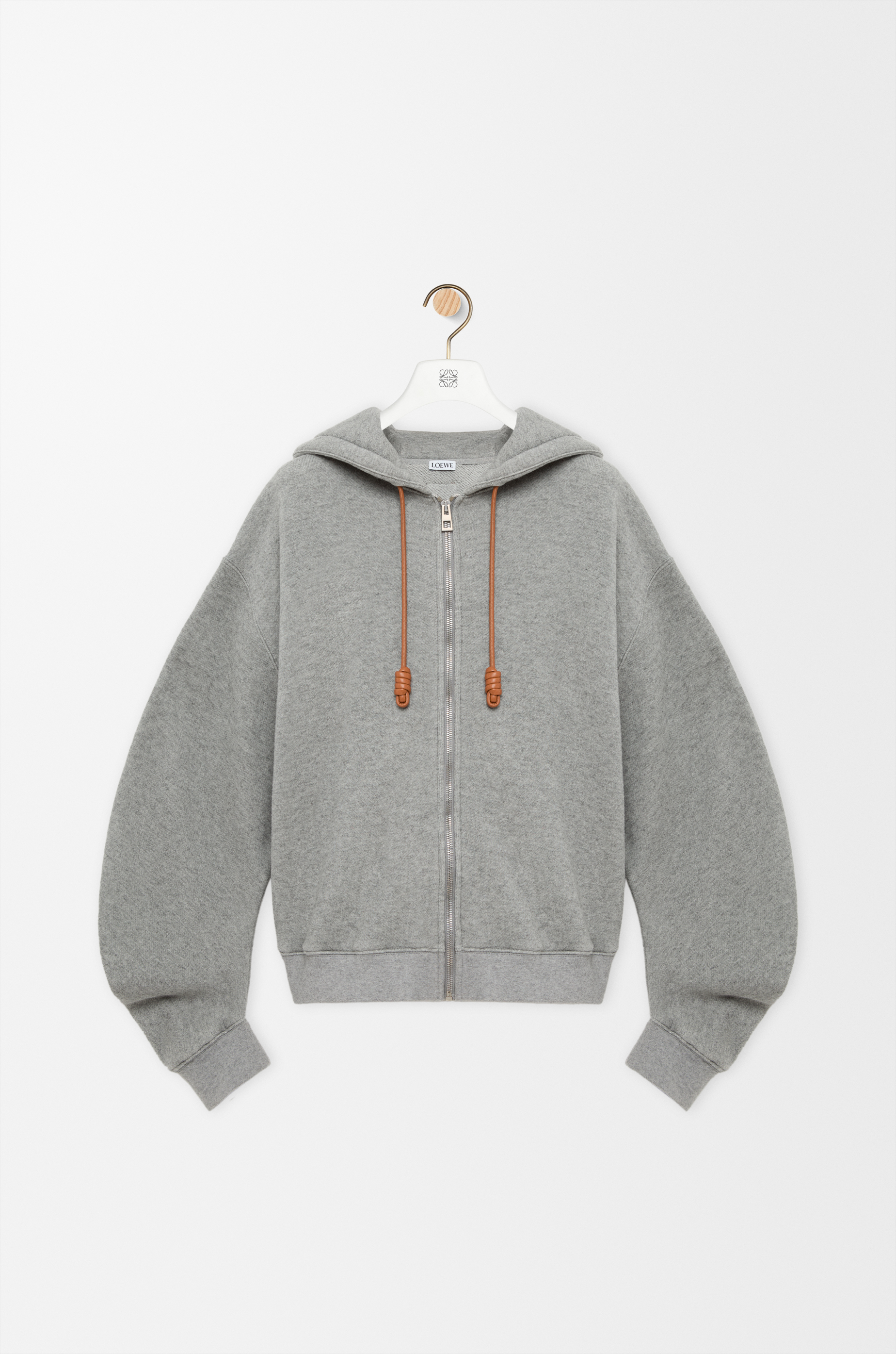 LOEWE グレー ロゴ刺繍 パーカー Flamenco hoodie in cotton and cashmere Grey - LOEWE USA Official
