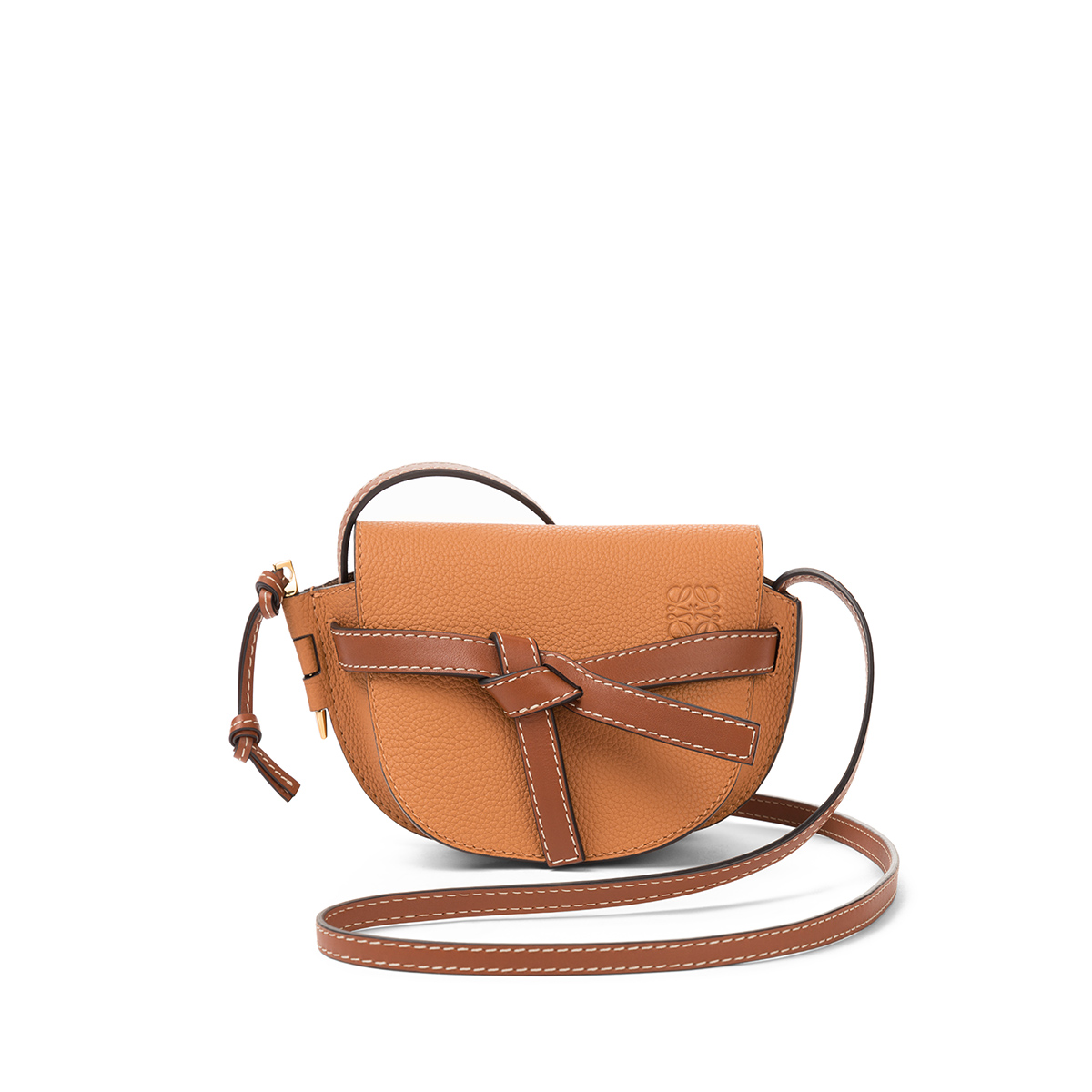 Mini Gate Bag In Soft Grained Calfskin Light Caramel Pecan Loewe