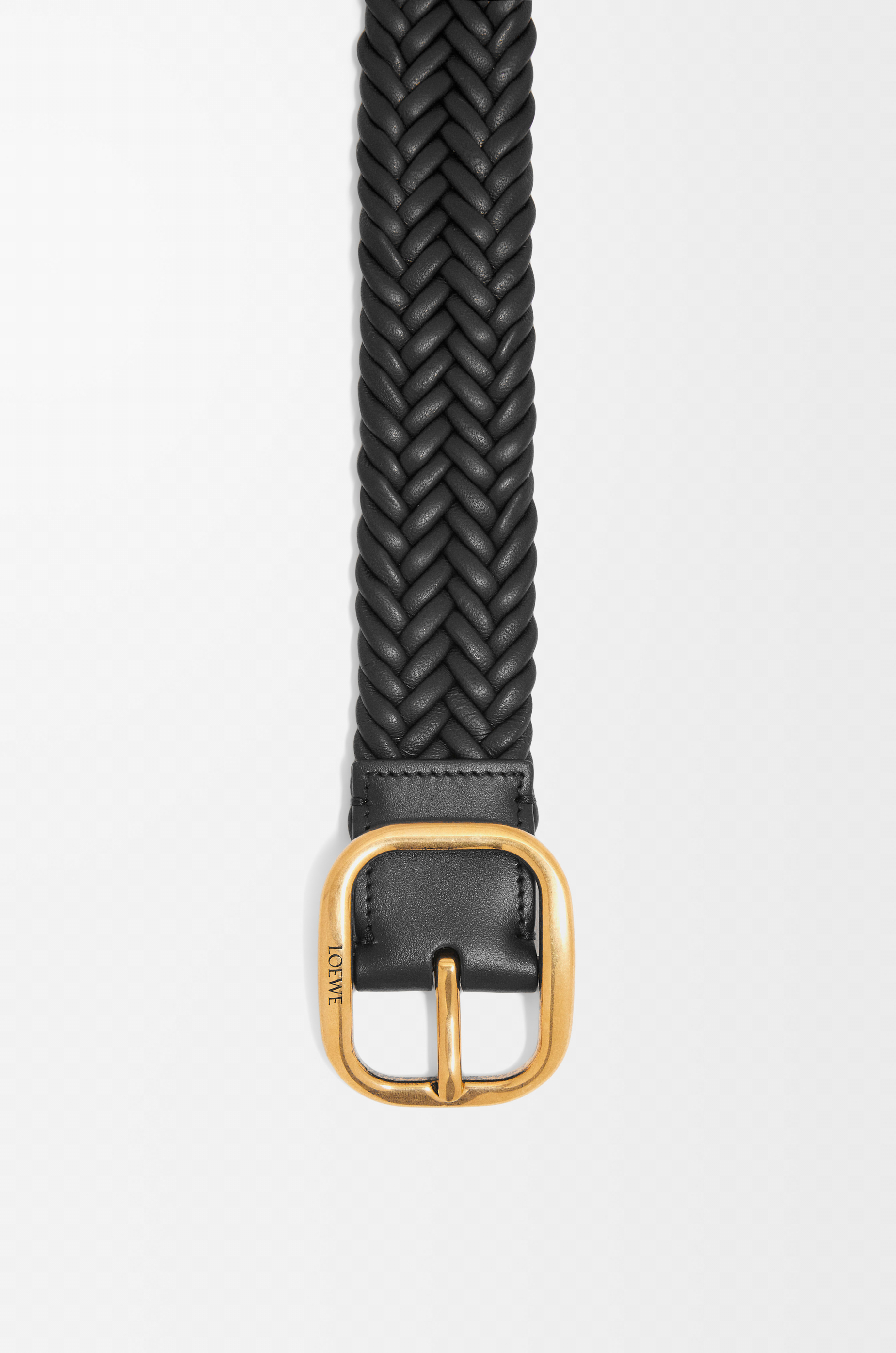 LOEWE ラウンド ソフト ウーブン ベルト（カーフ） ブラック/ゴールド