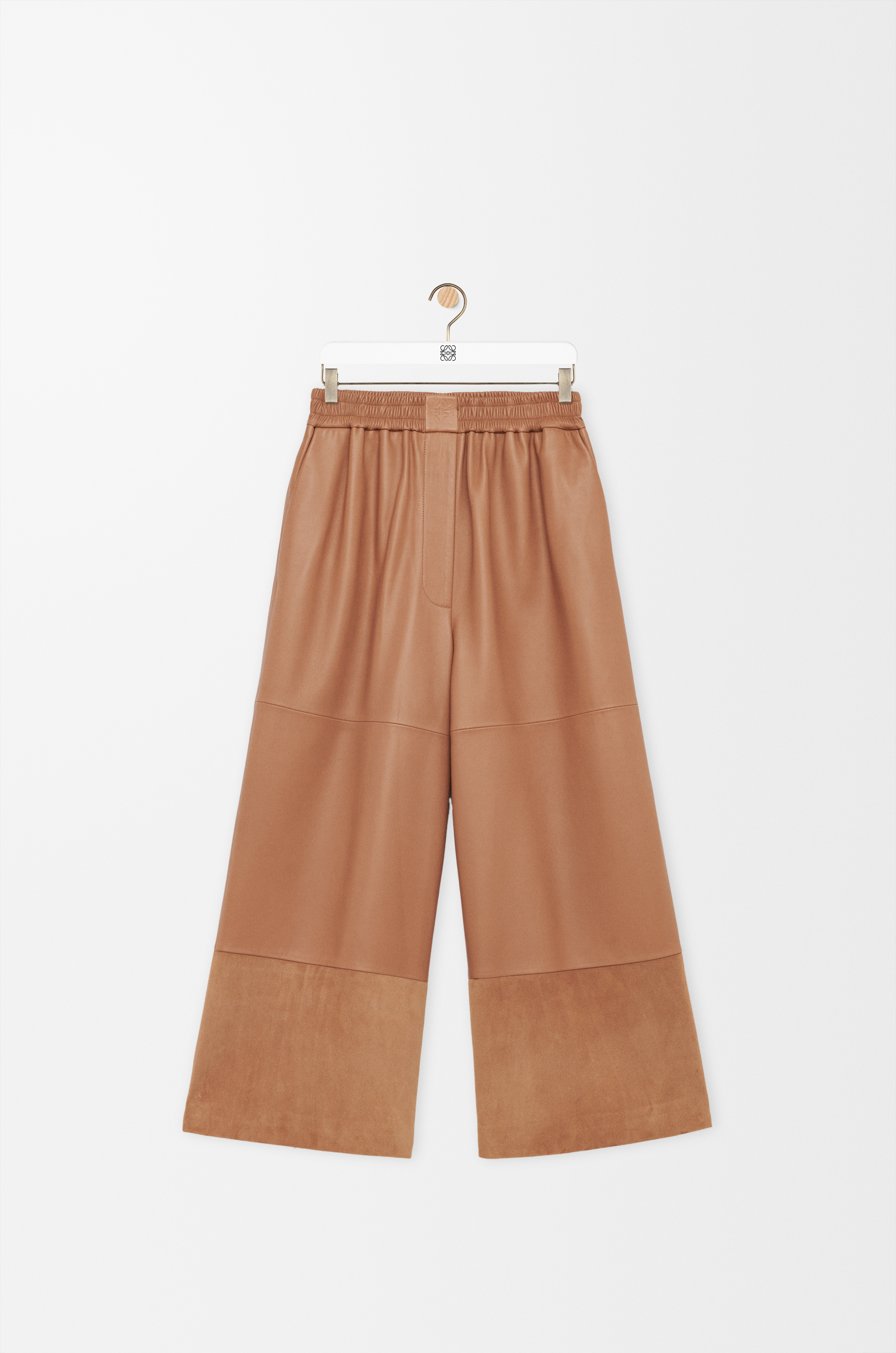 Cropped trousers in nappa lambskin and suede goatskin Brown - LOEWE