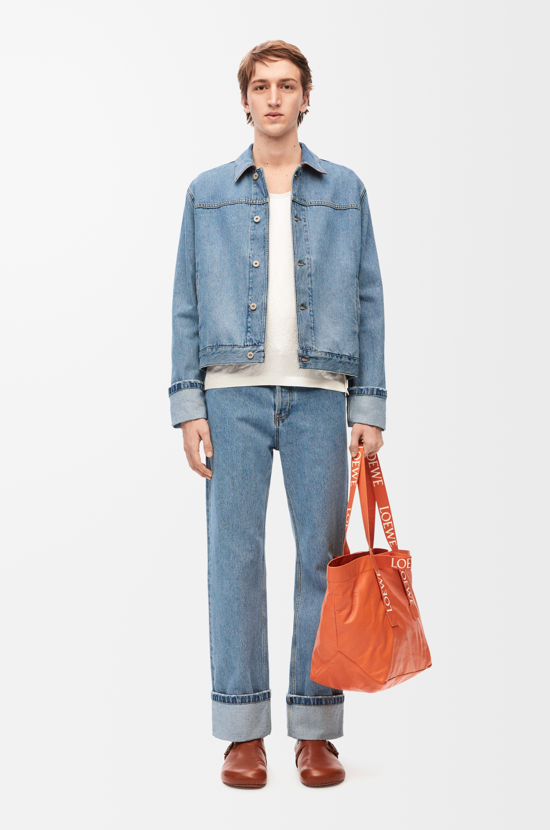 Fisherman turn-up jeans in denim