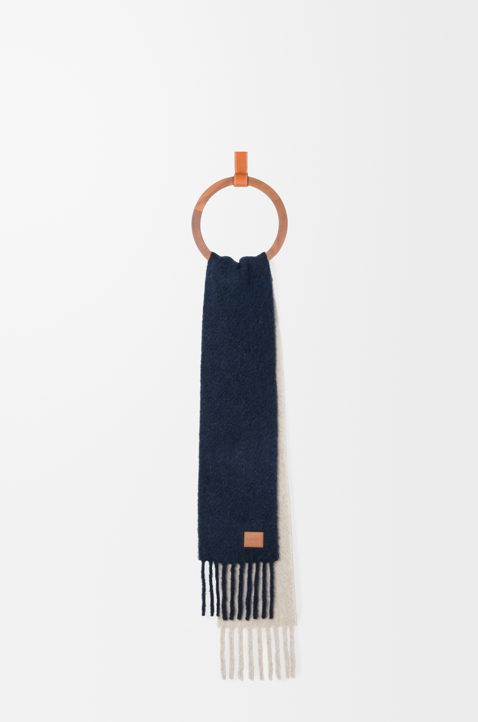 LOEWE Scarf in alpaca and wool blend Navy Blue/Sandstone