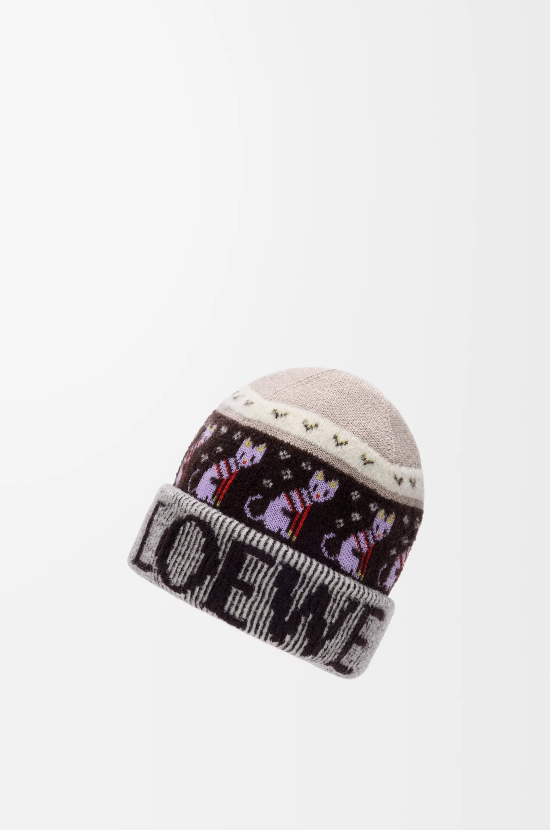 LOEWE Beanie in wool blend Beige/Multicolor