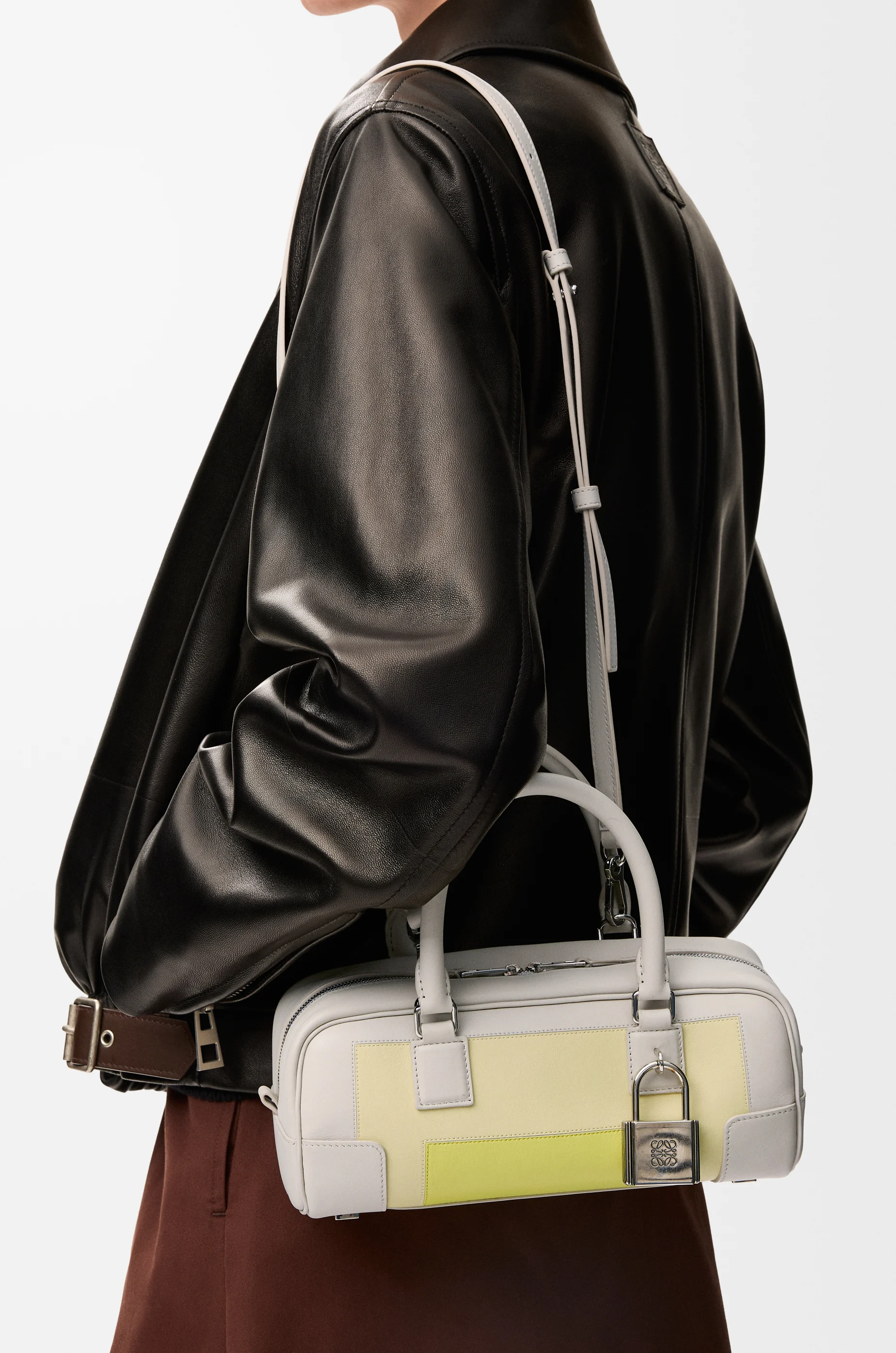 LOEWE Amazona 23 cropped bag in nappa calfskin Pale Grey/Light Citrine