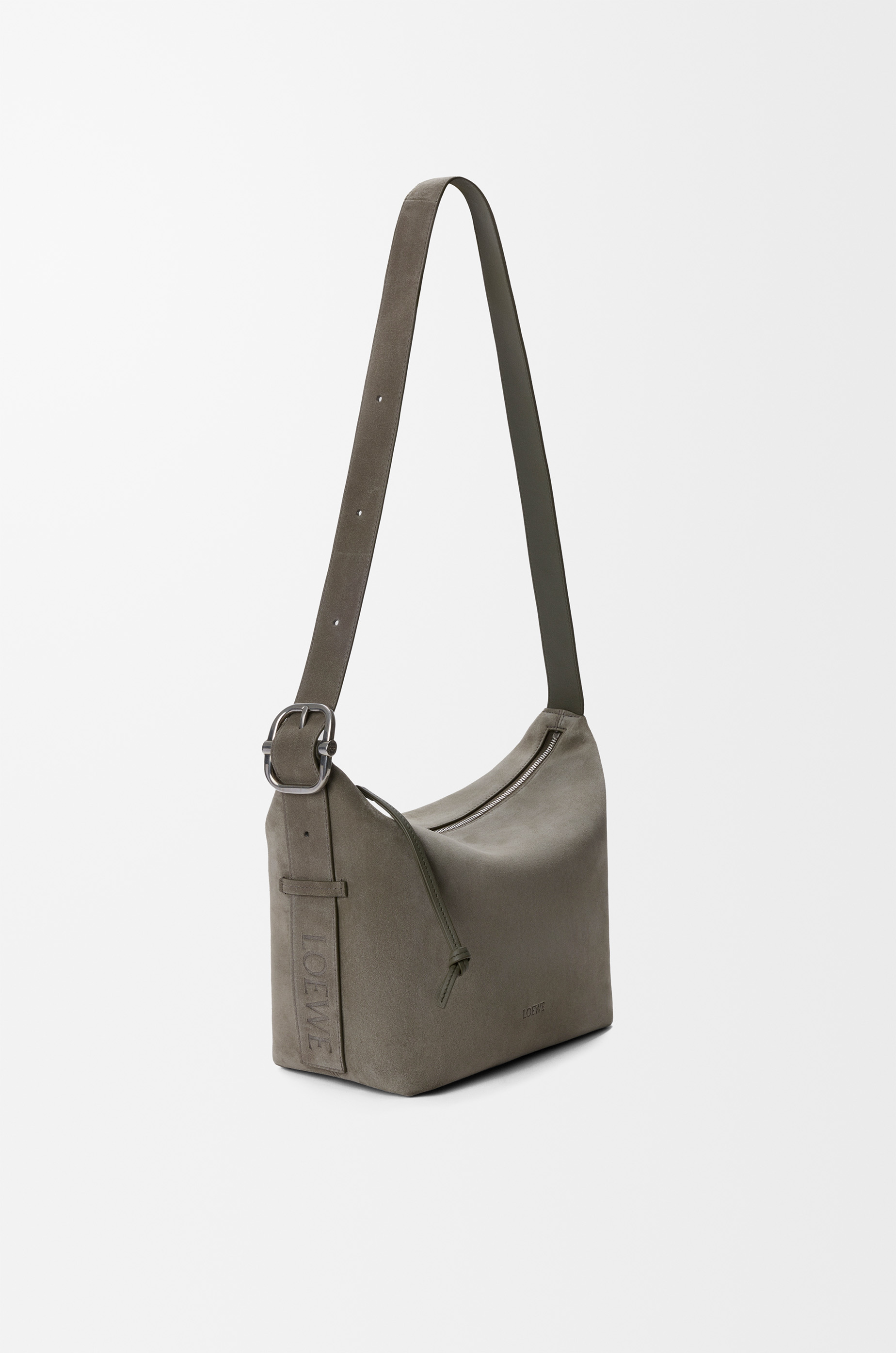 Medium Loop hobo in suede calfskin Green - LOEWE Europe official website