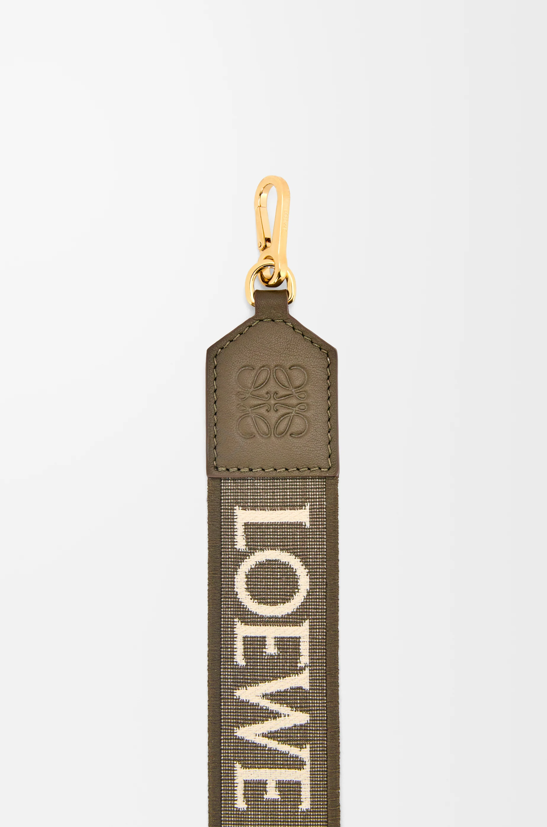 LOEWE Anagram Riemen aus Jacquard und Kalbsleder Dunkles Khakigrün