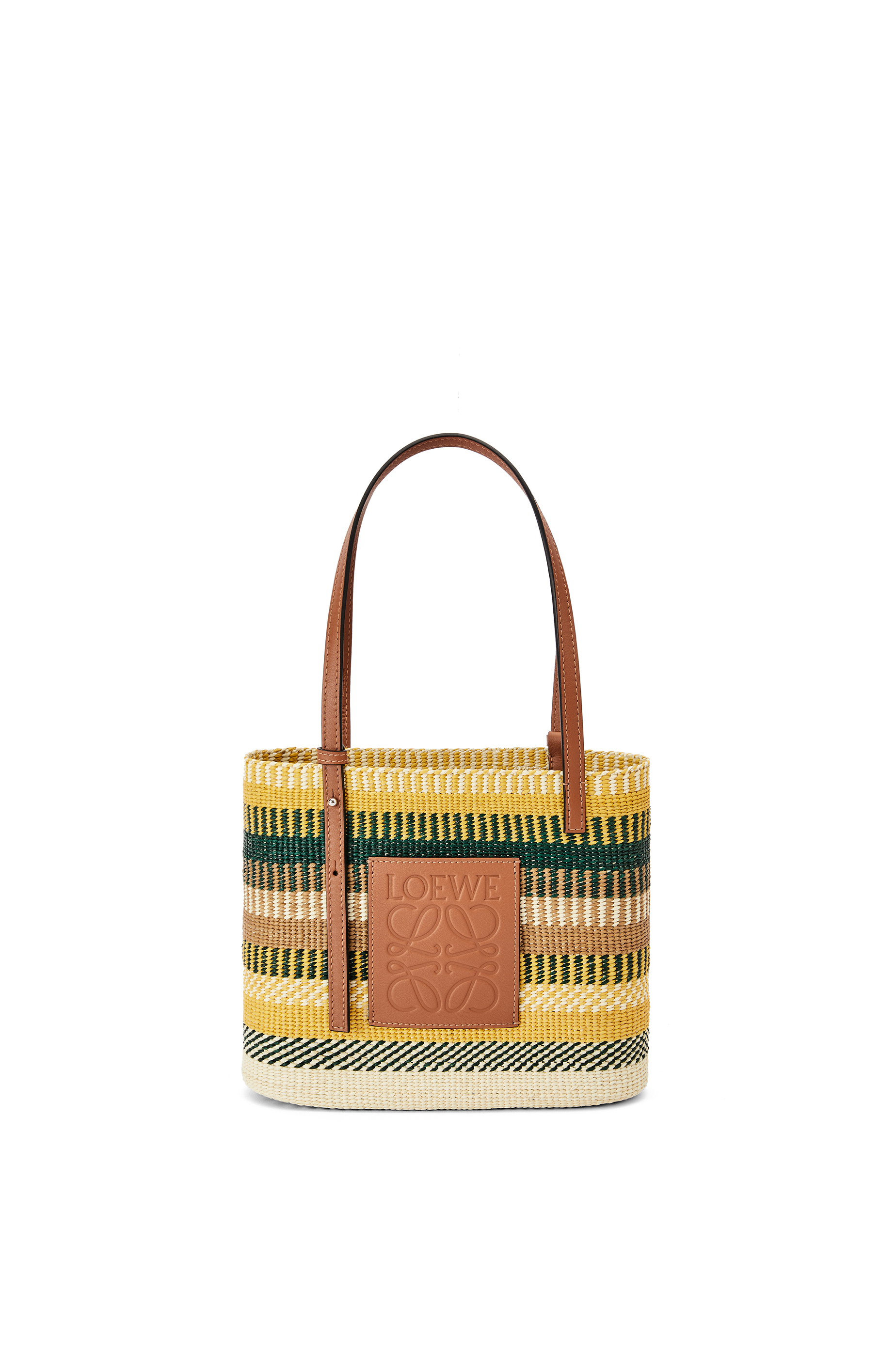 スクエア バスケットバッグ スモール レインボートキヤヤシ カーフ タン マルチカラー Loewe スクエア バスケットバッグ スモール レインボートキヤヤシ カーフ タン マルチカラー Loewe