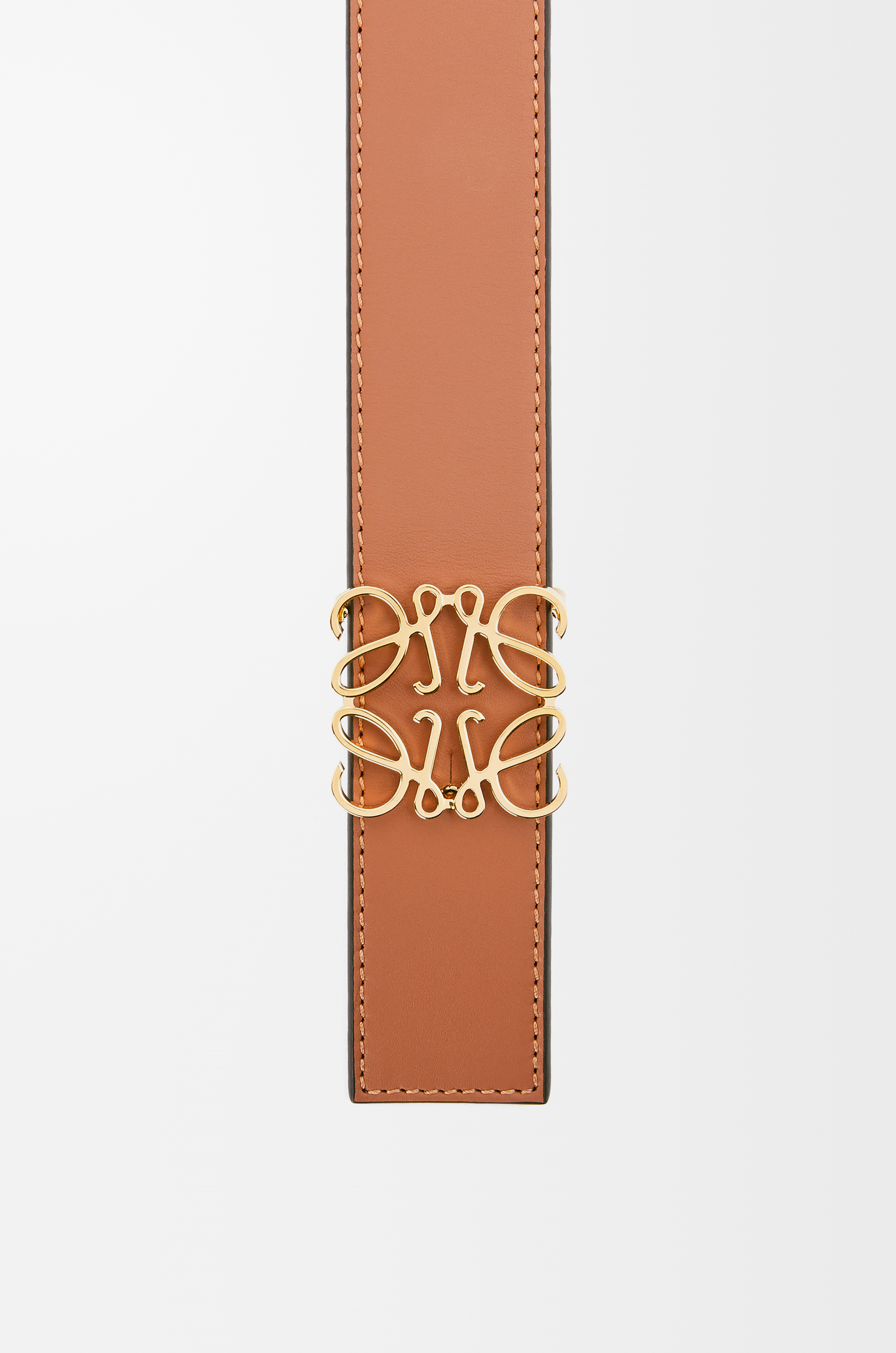 LOEWE リバーシブル アナグラム ベルト（スムースカーフ） タン/ブラック/ゴールド