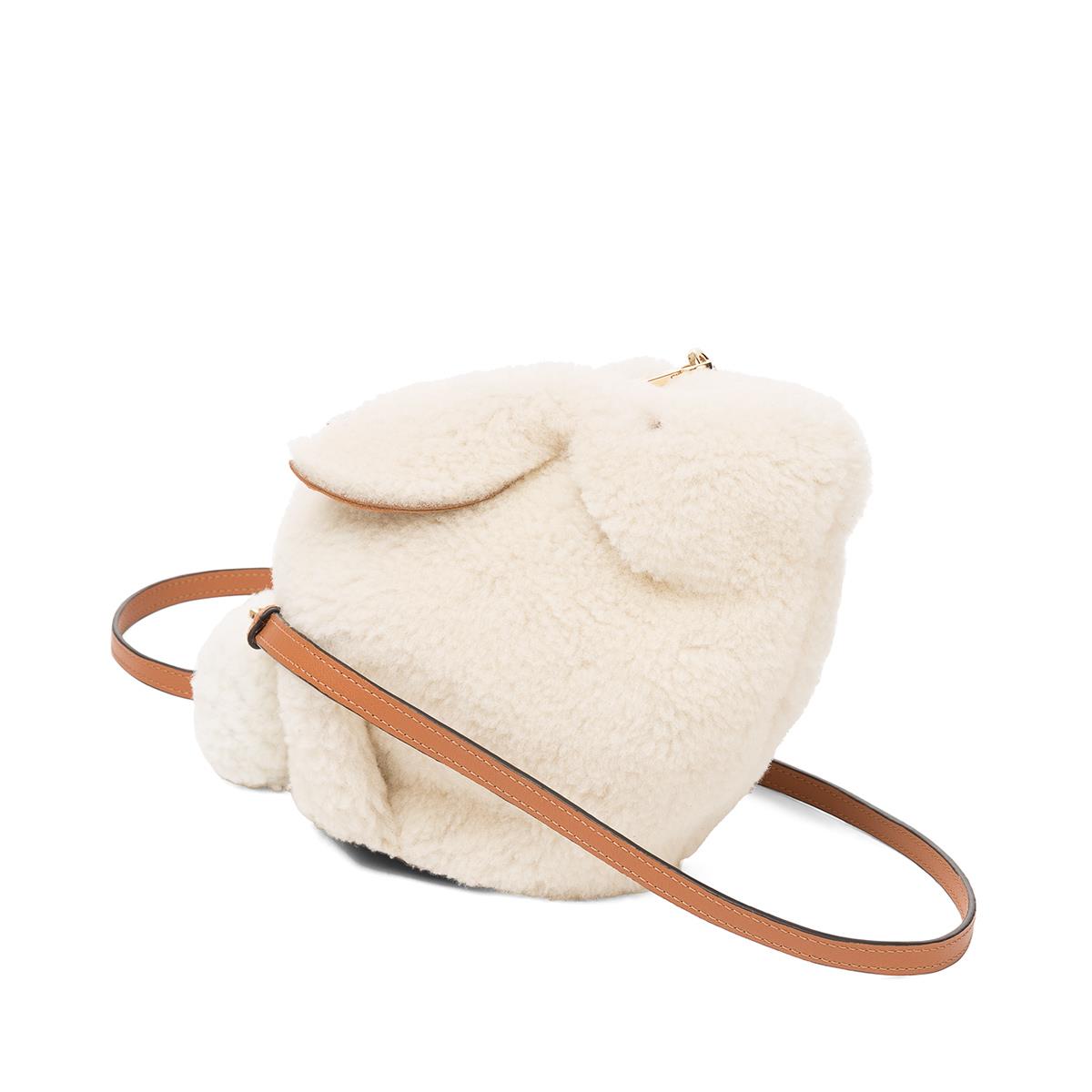 Mini Bunny Bag In Shearling Natural Loewe
