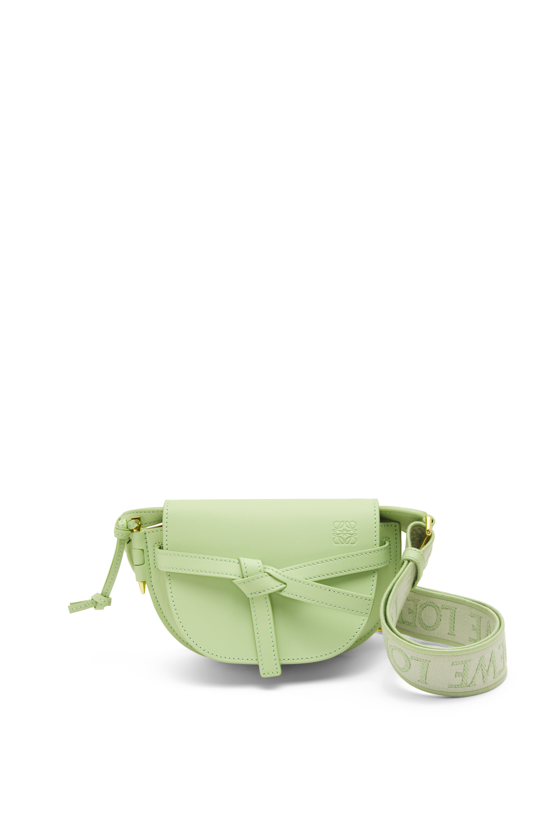Mini Gate Dual bag in soft calfskin and jacquard Light Pale Green - LOEWE
