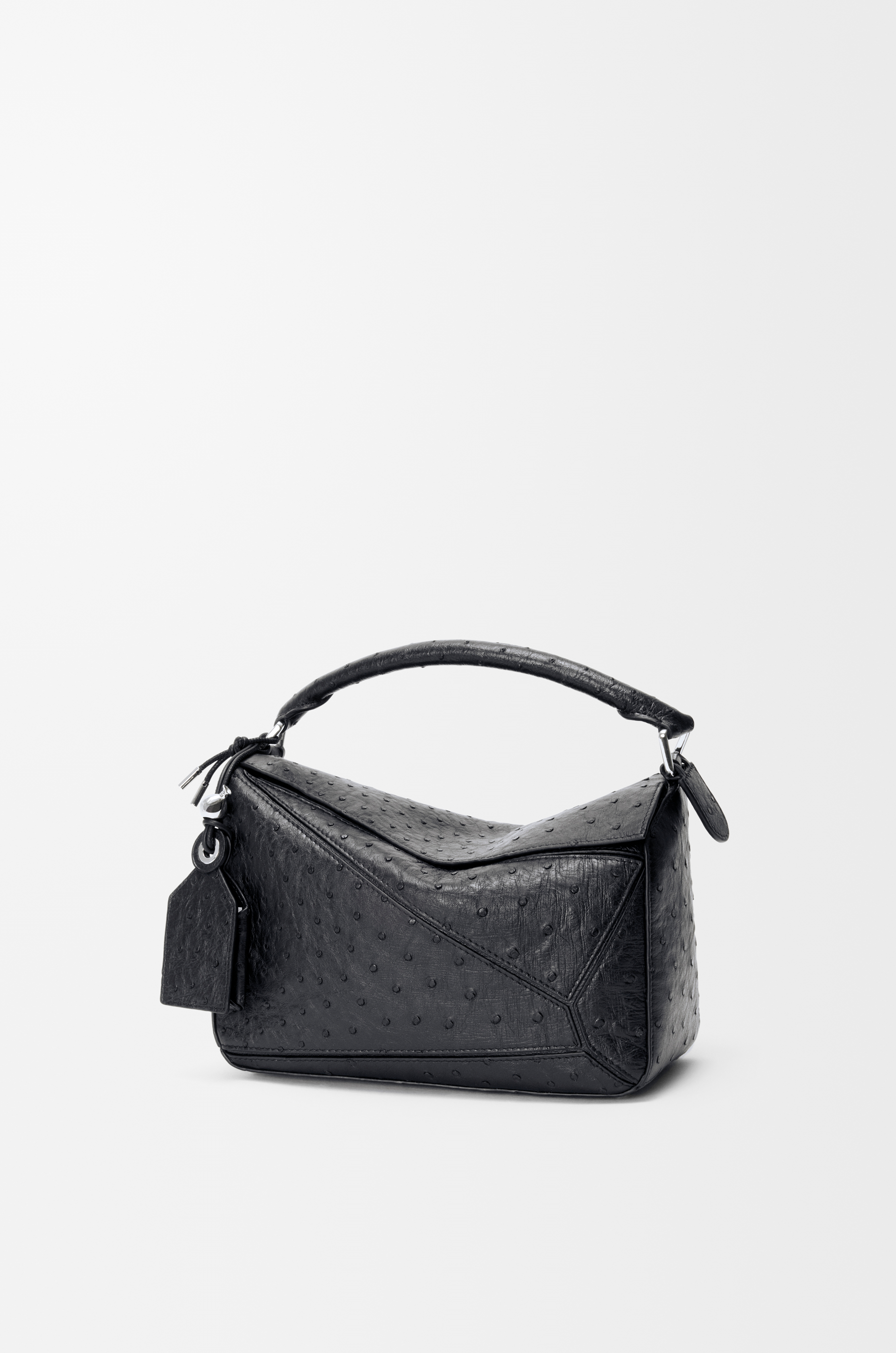 Small Featherlight Puzzle bag in ostrich Black - LOEWE USA