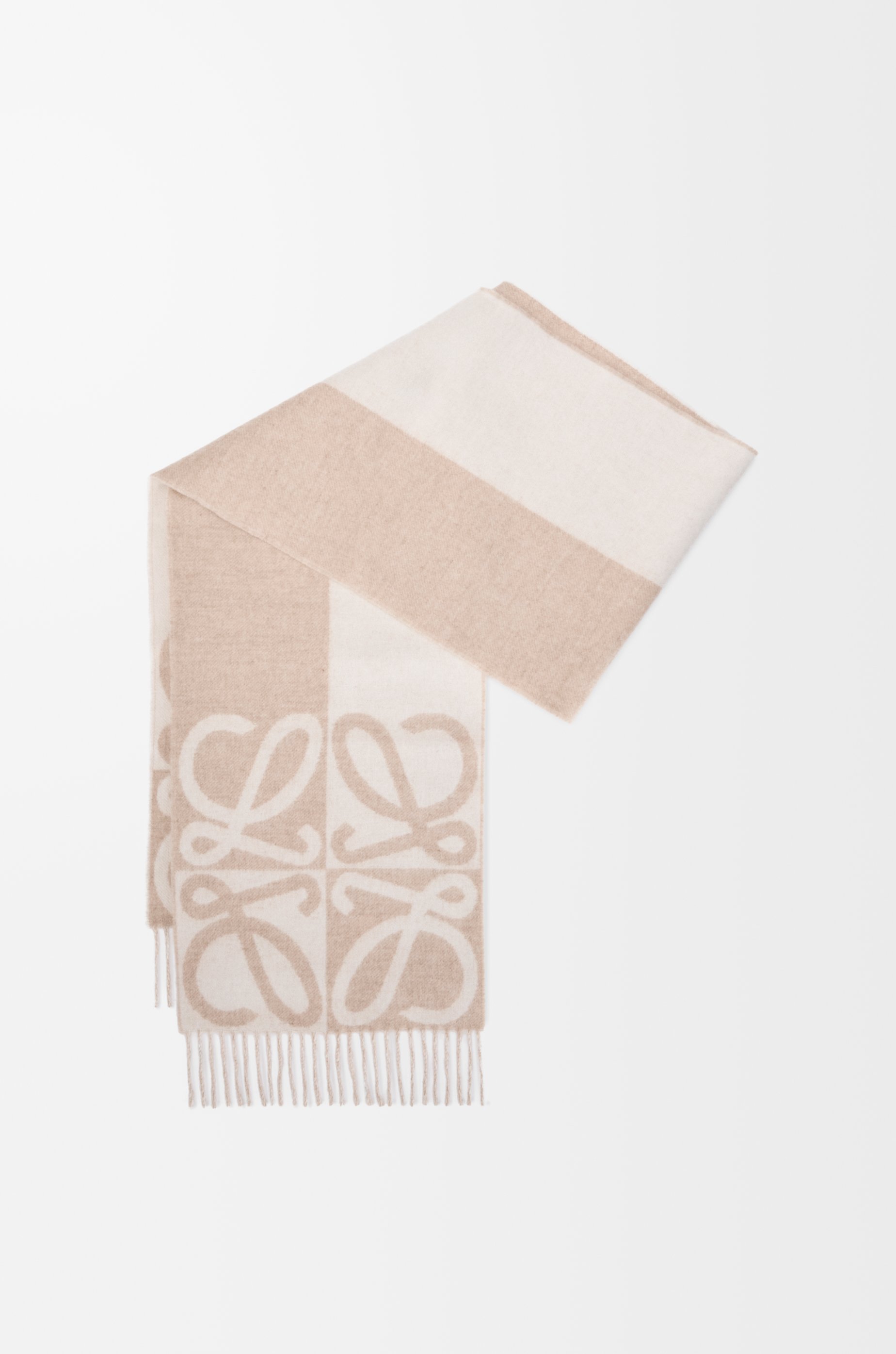 Scarf in wool and cashmere Beige - LOEWE USA Official Website
