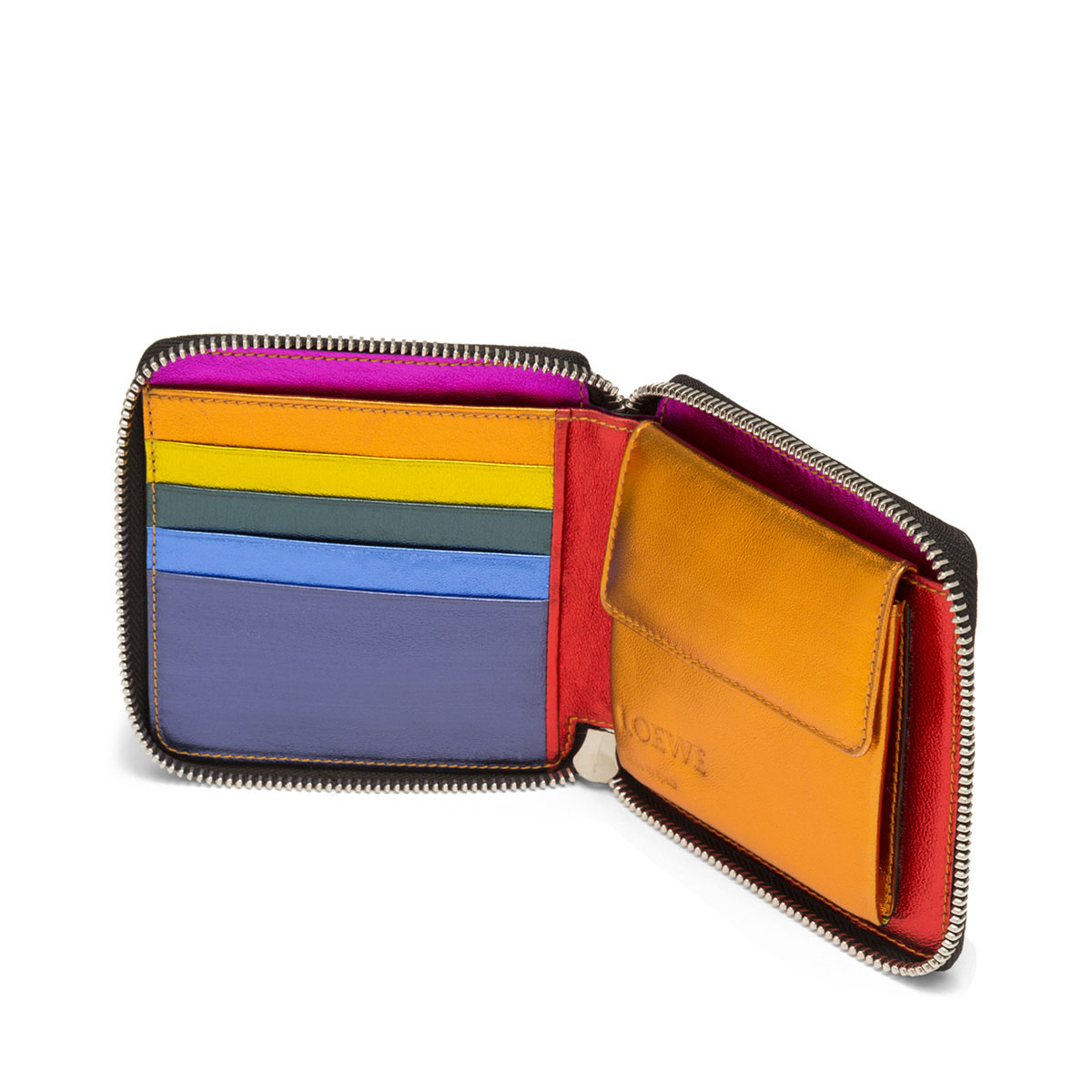Rainbow Square Zip Wallet Metallic Multicolor LOEWE