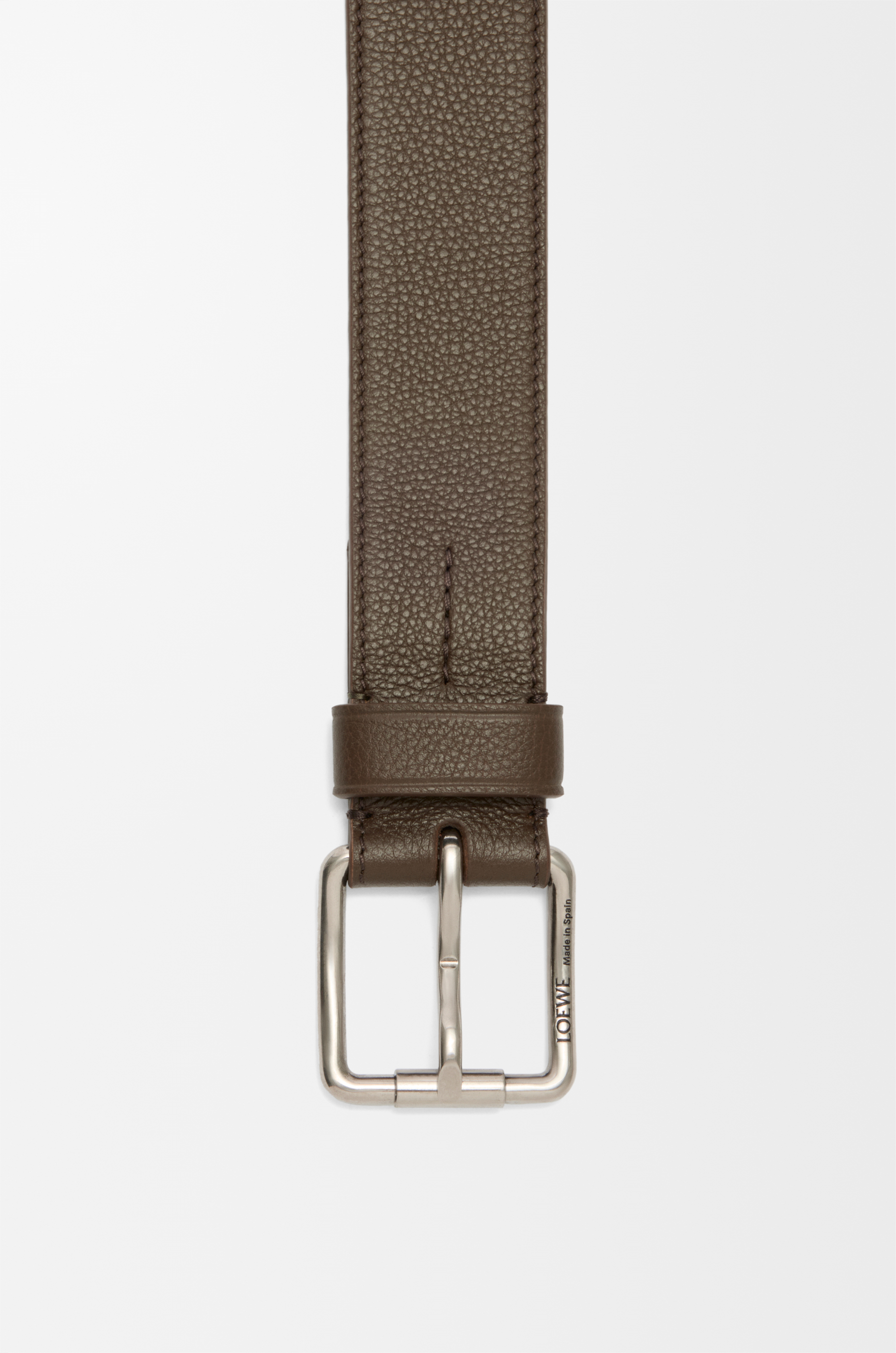 LOEWE Roller Curve belt in supple grained calfskin Tundra/Vintage Palladium