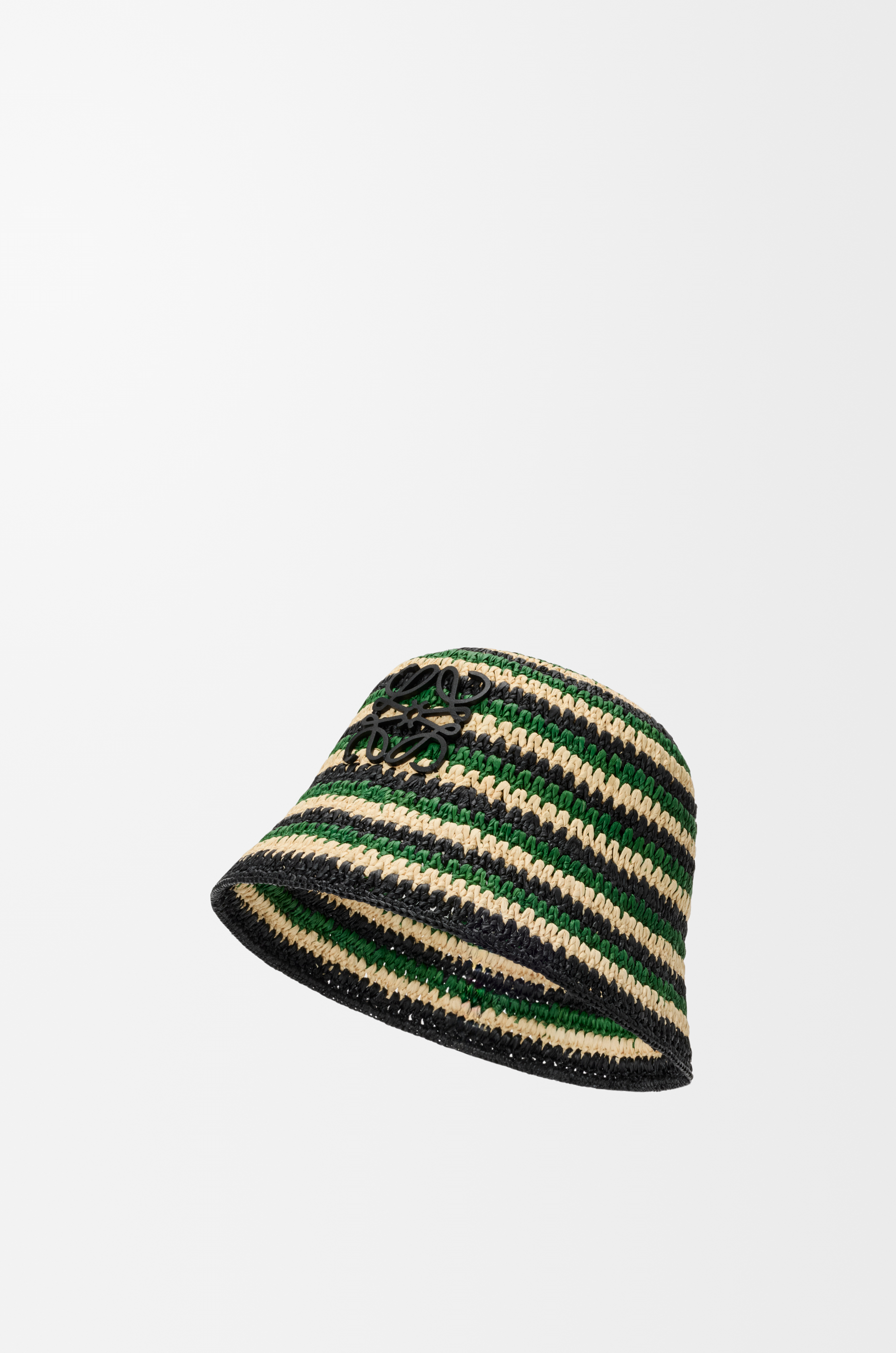Loewe Anagram Bucket Hat In Raffia And Leather Skin Size:s For Woman In Multi