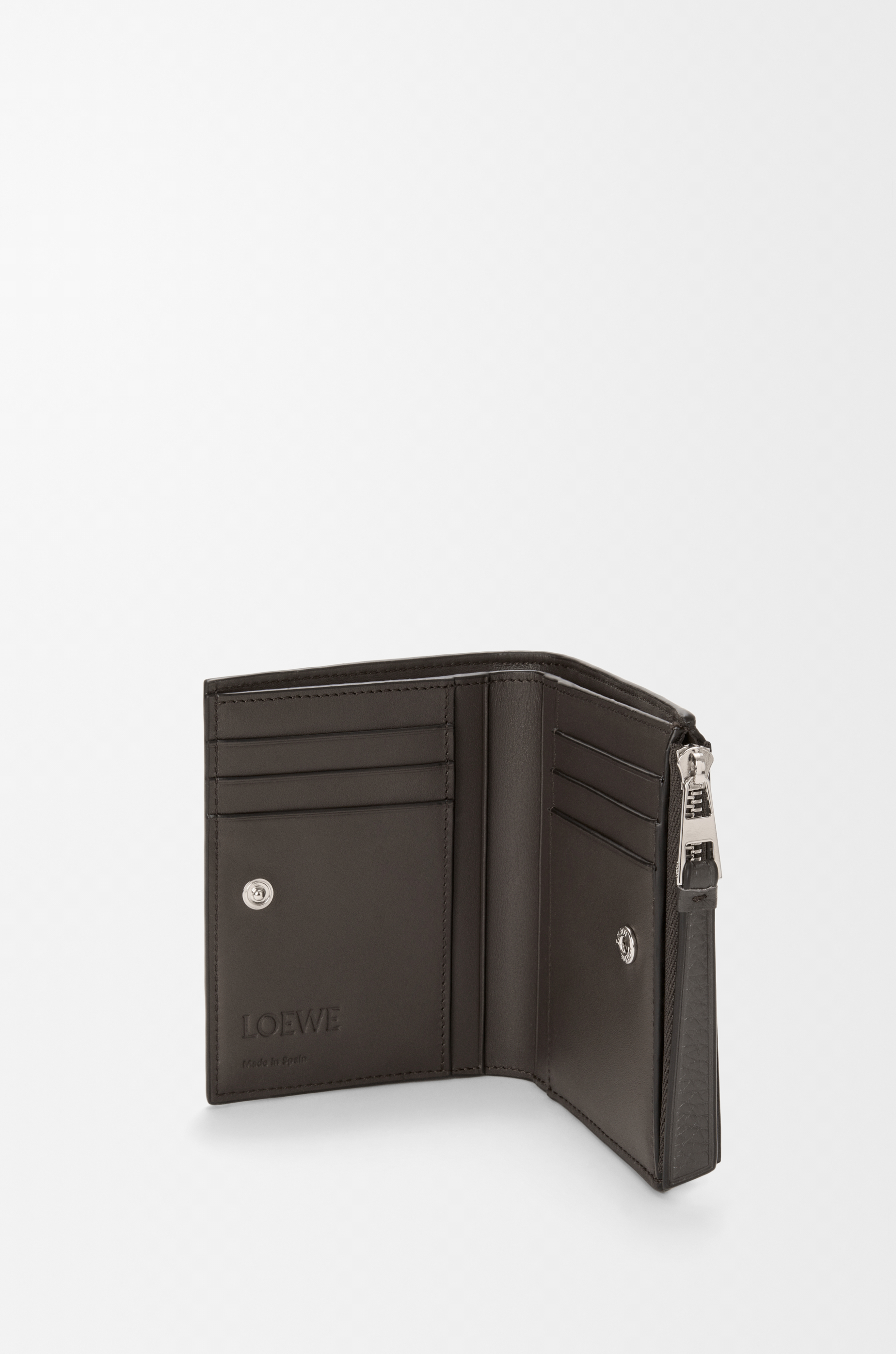 LOEWE 퍼즐 슬림 컴팩트 지갑 - 유연한 그레인 카프스킨 다크 그레이