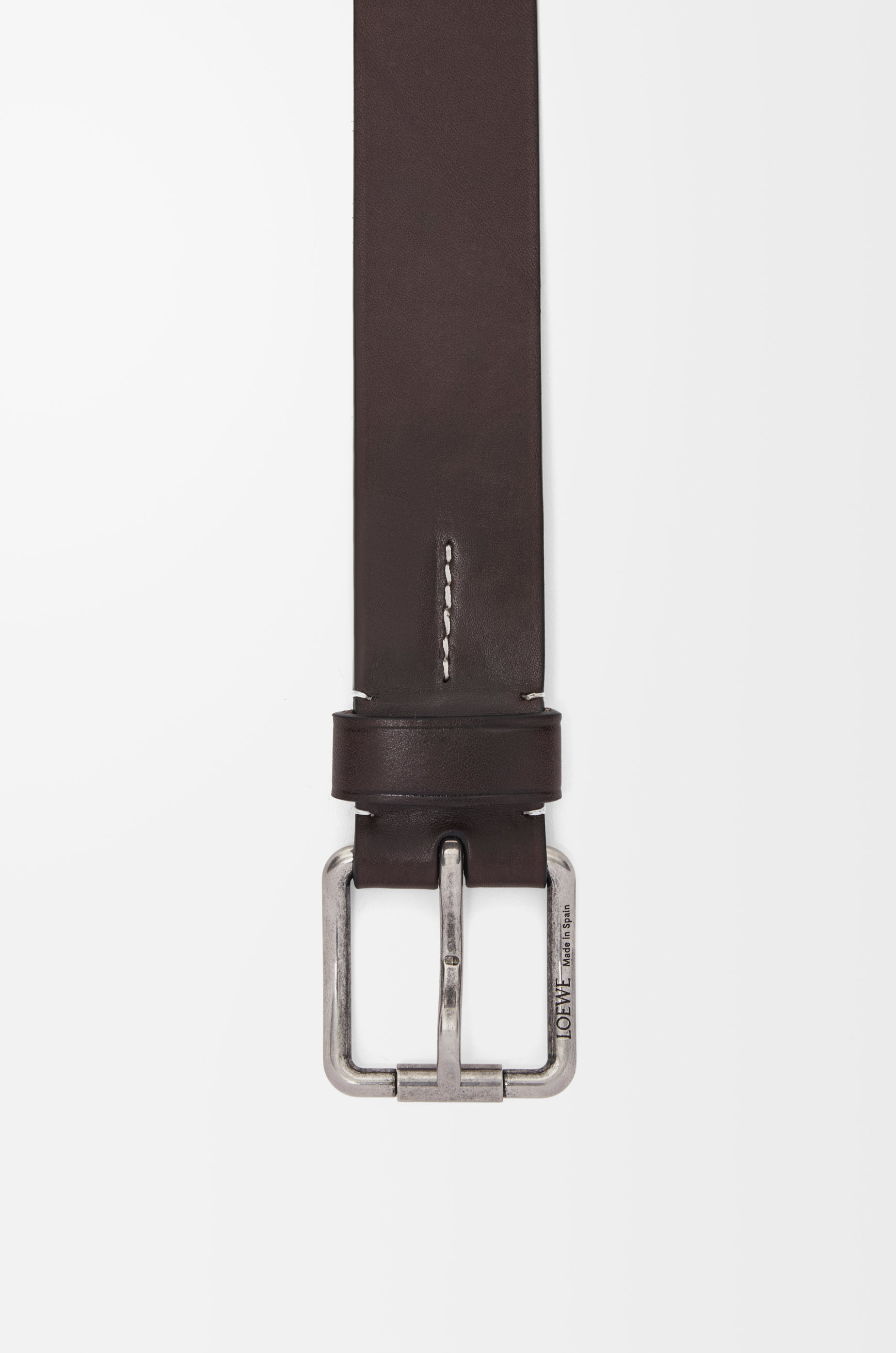 LOEWE Roller Curve belt in vegetable-tanned calfskin Dark Cigar/Vintage Palladium