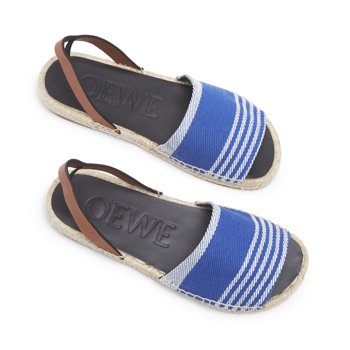 Stripe Espadrille Sandal Blue/Tan - LOEWE