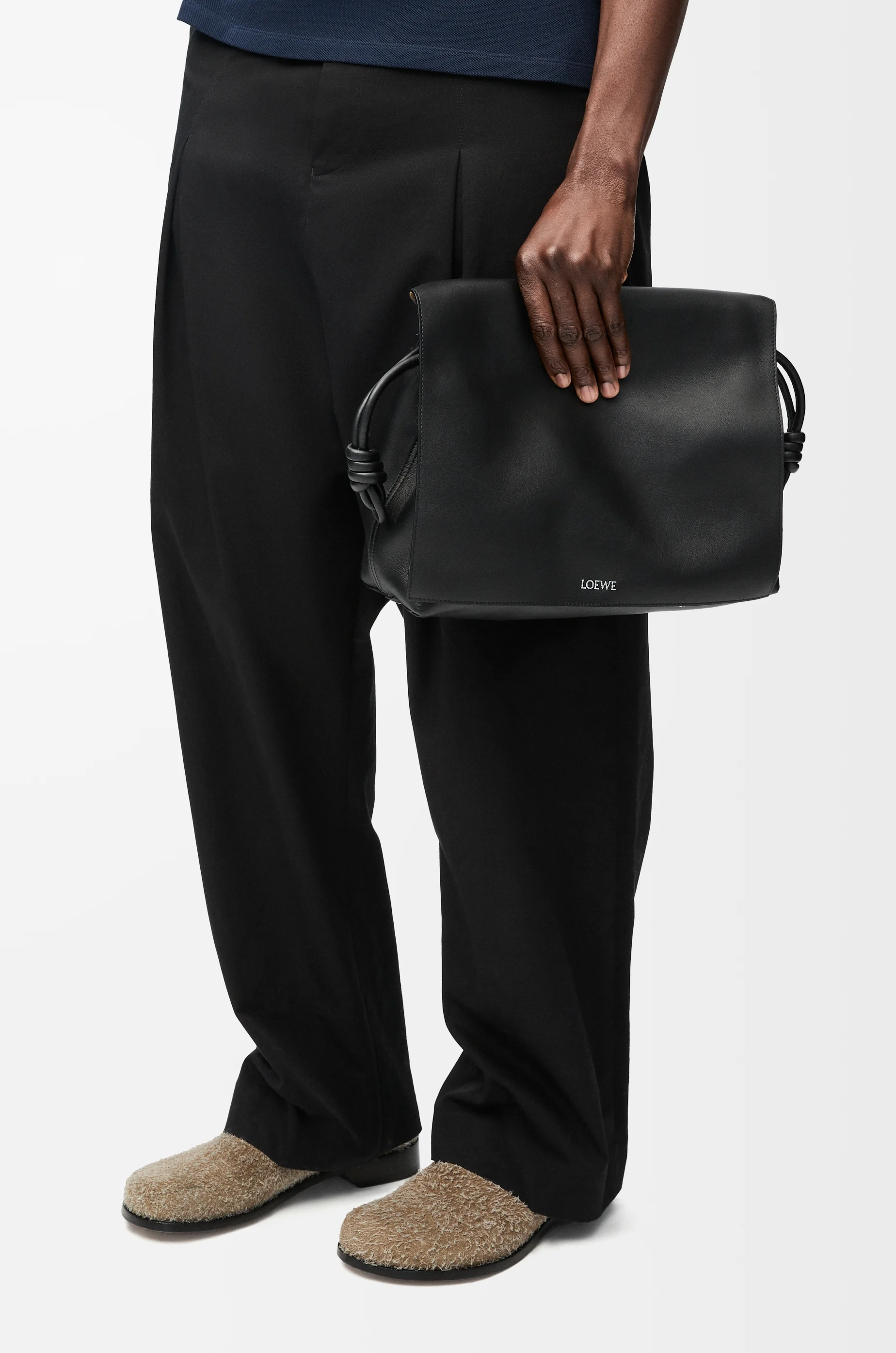 LOEWE Flamenco satchel in shiny supple calfskin Black