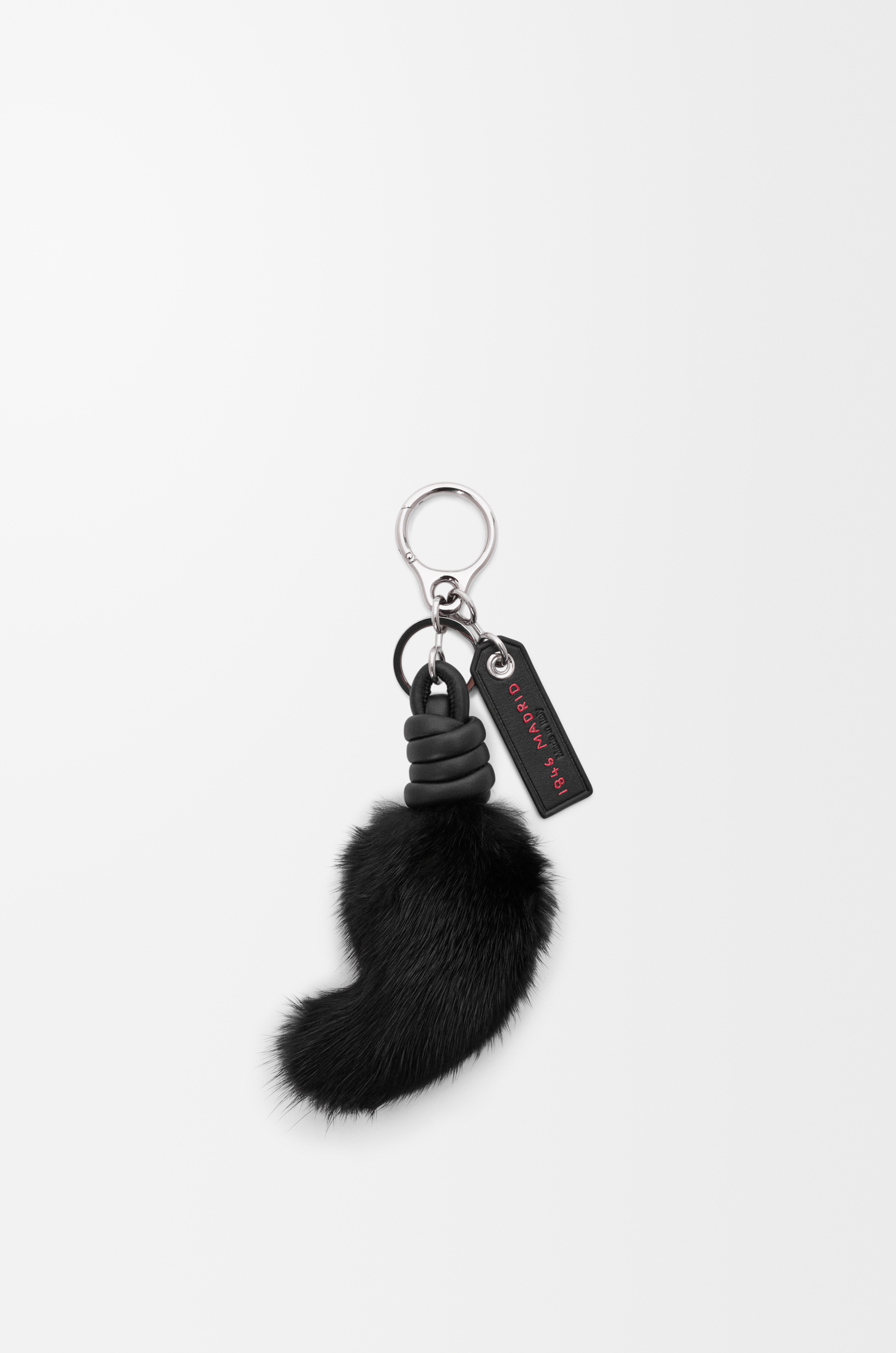 Loewe Lion Tail Charm In Mink And Leather Skin For Woman In Black