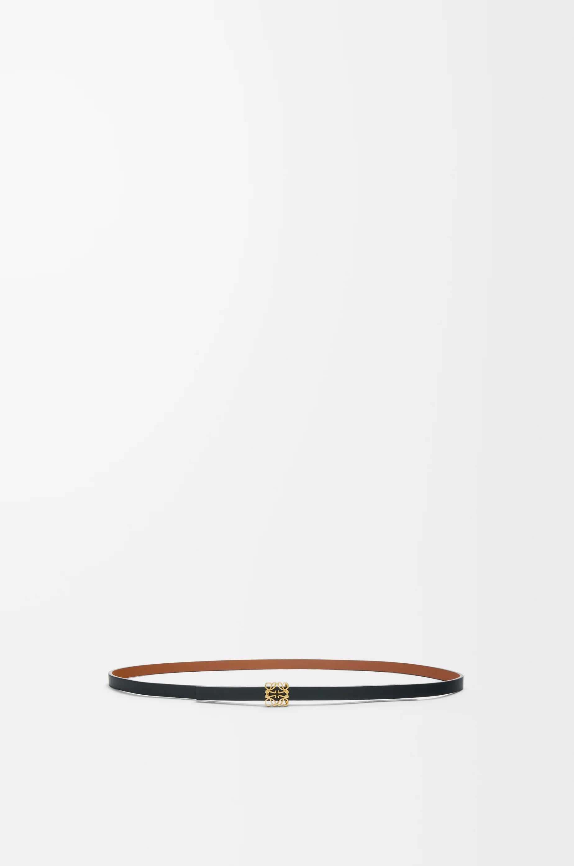 LOEWE リバーシブル アナグラムキューブ ベルト（スムースカーフ） タン/ブラック/ゴールド