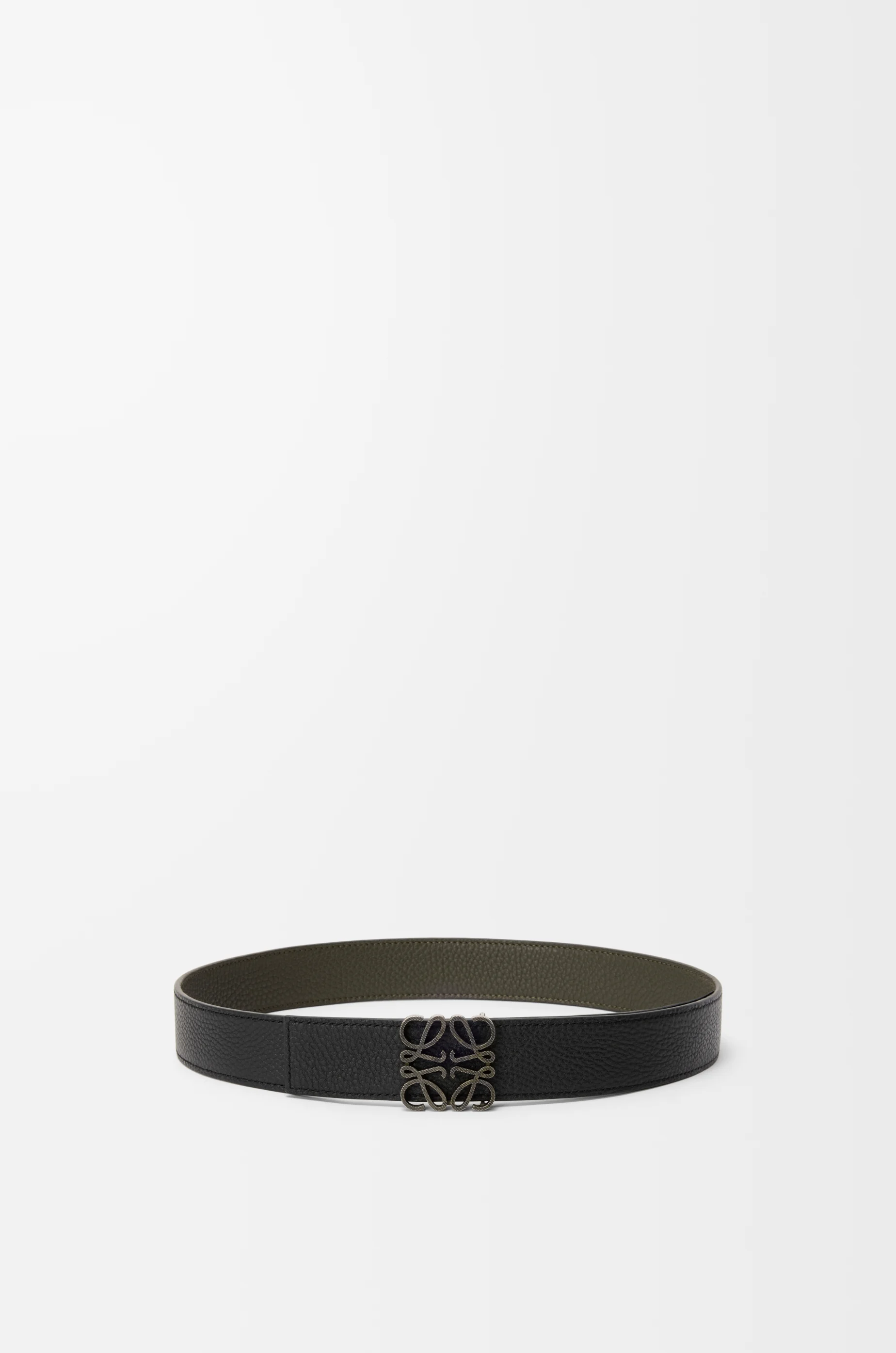 LOEWE Reversible Anagram belt in supple grained calfskin Dark Khaki/Black/Dark Pal