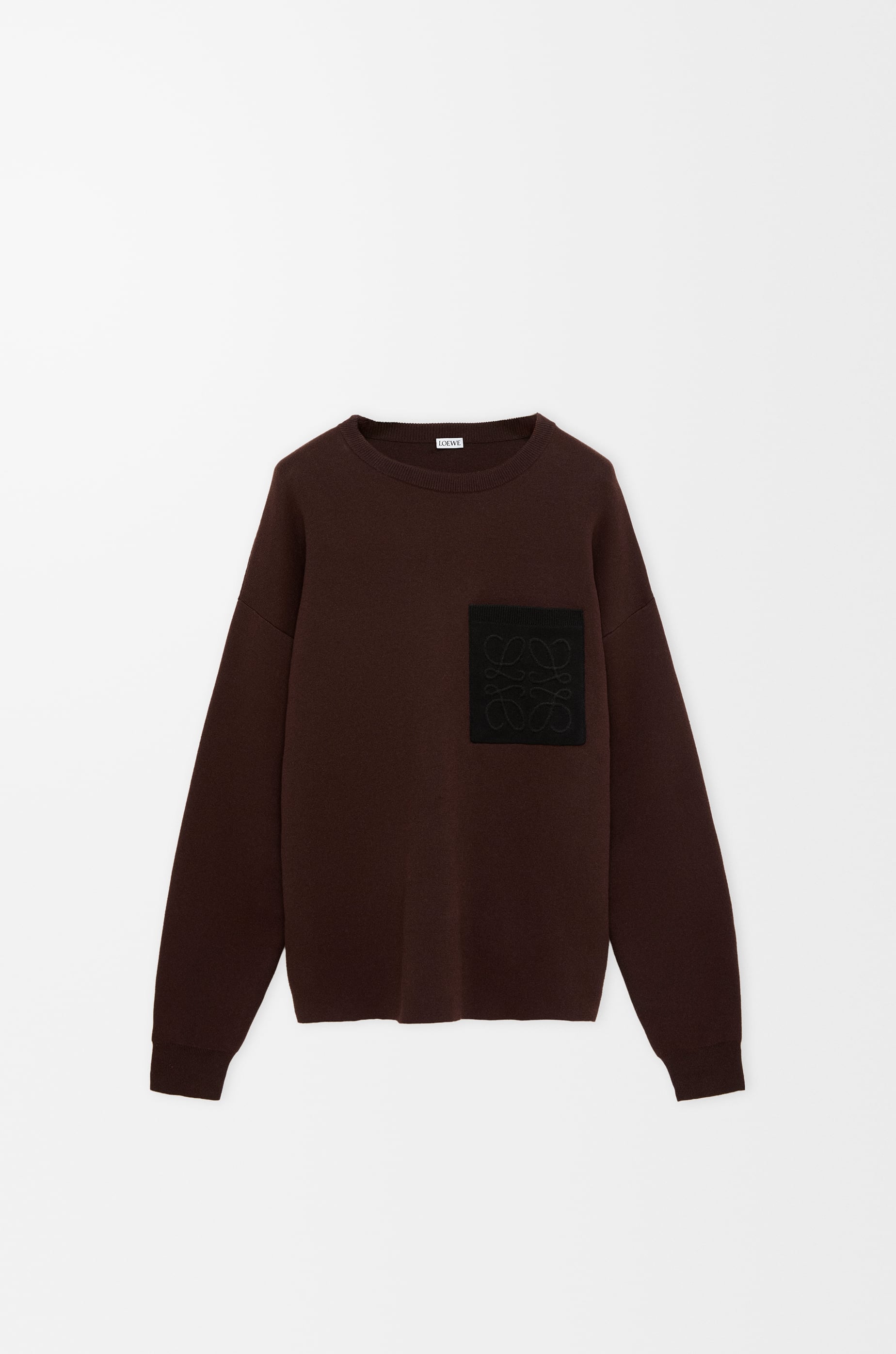 Anagram pocket sweater in cotton blend Brown - LOEWE International
