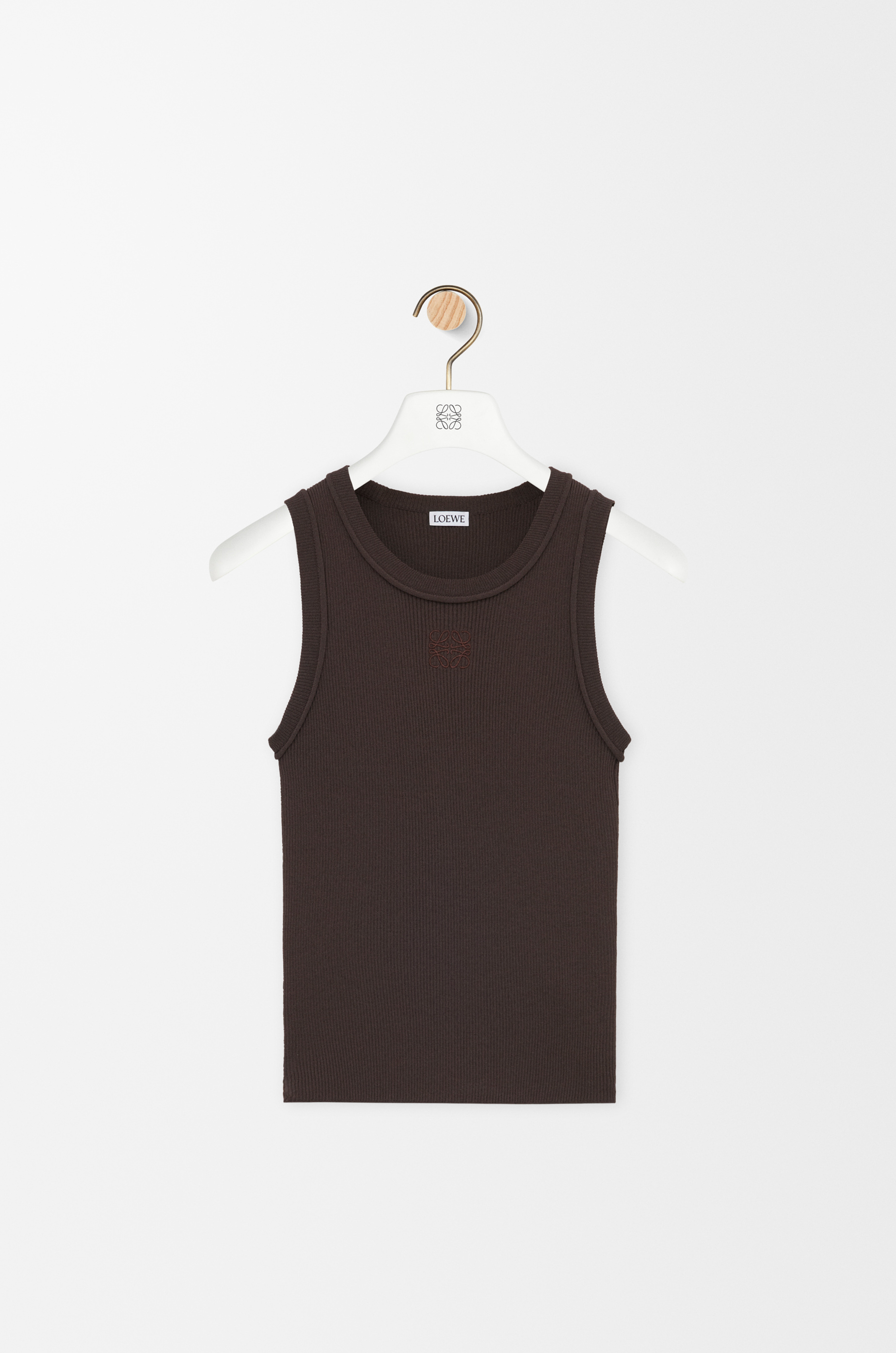 【今季タグ付き新品】LOEWE ストレッチレーヨンノースリーブトップス アナグラム タンクトップ（ストレッチレーヨン） ブラウン - LOEWE